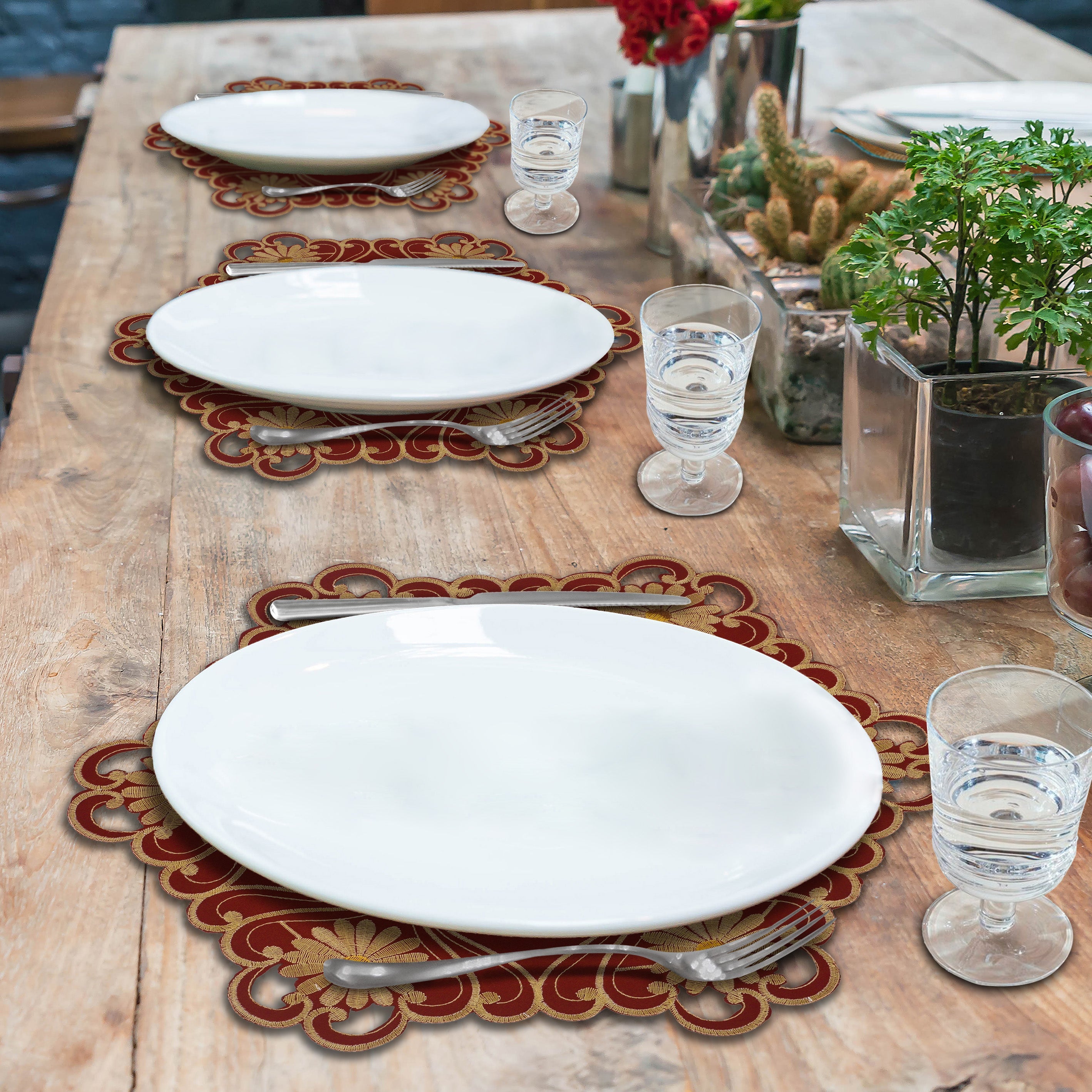 Imperial Red – Gold Lace Red Doilies, The Imperial Red Collection European Embroidery Décor 15 inch