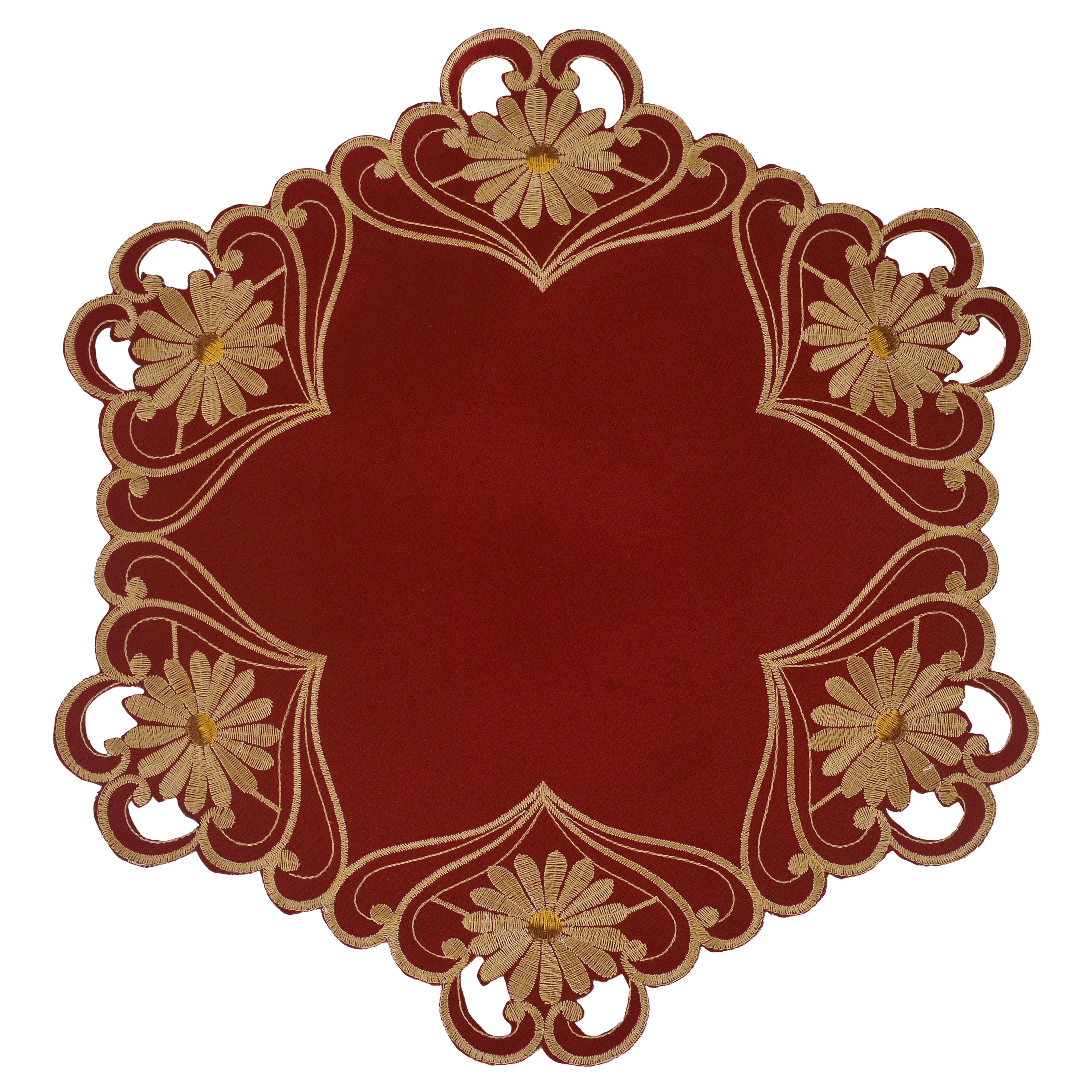 Imperial Red – Gold Lace Red Doilies, The Imperial Red Collection European Embroidery Décor 15 inch