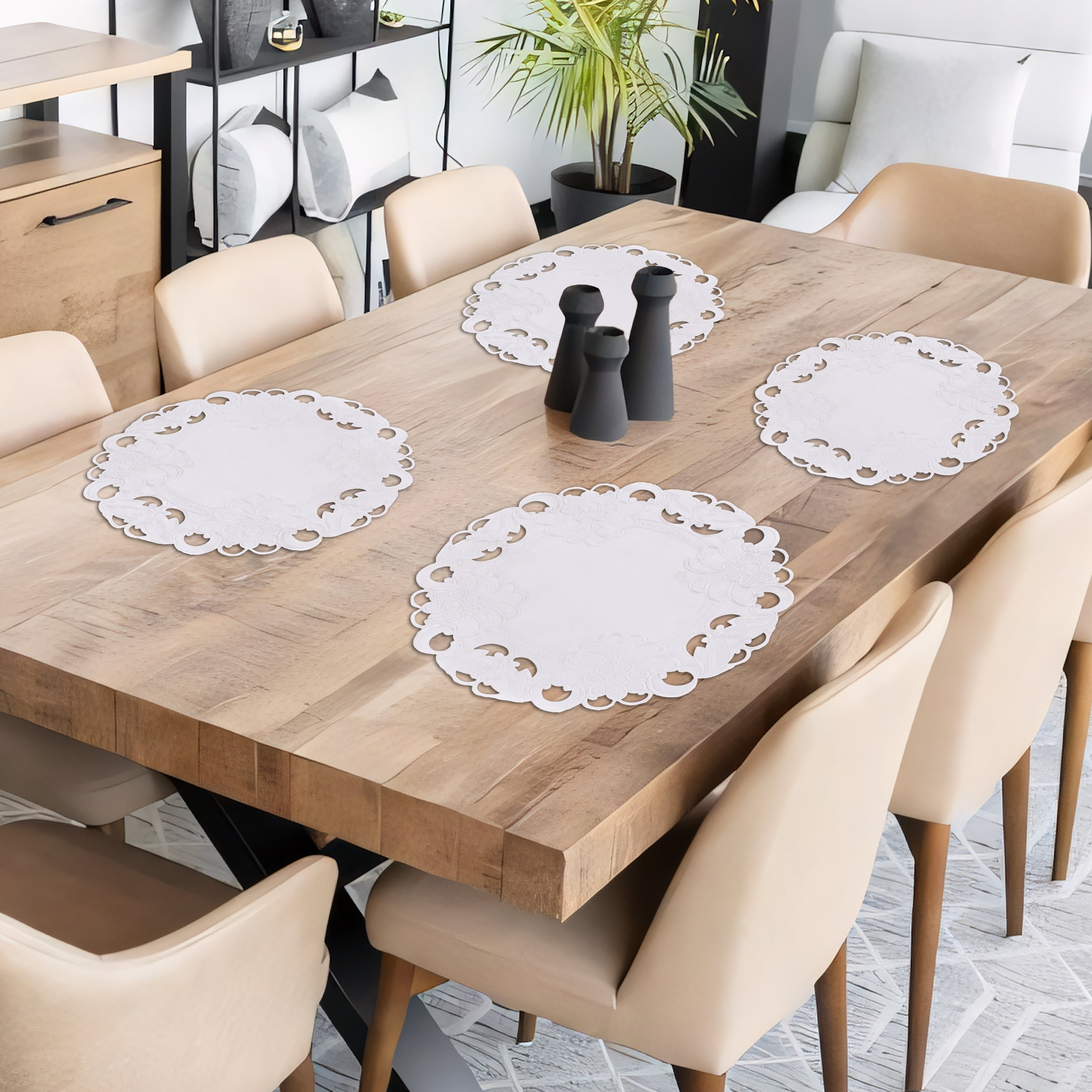 Regal Bloom – Premium Round Doilies, Elegant Decorative Table Decor for Dining and Events 15 inch