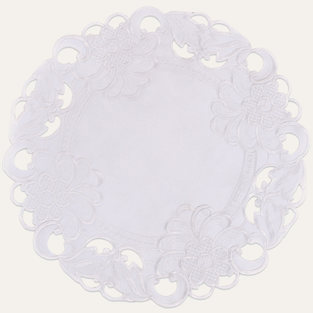 Regal Bloom – Premium Round Doilies, Elegant Decorative Table Decor for Dining and Events 15 inch