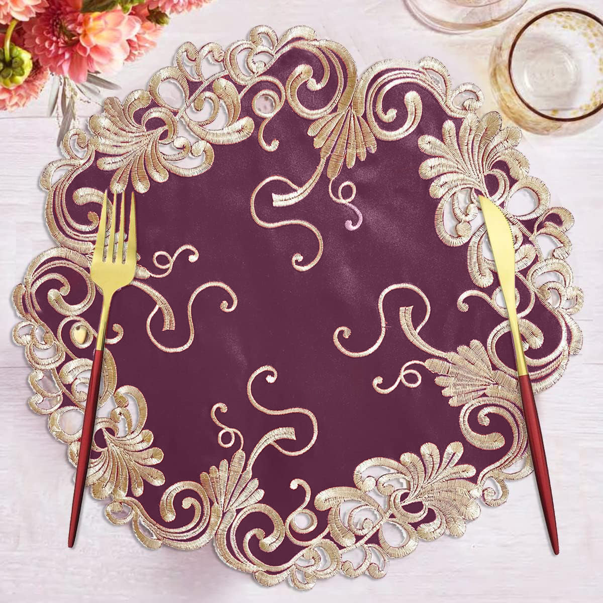 Opulent Weave – Premium Decorative Table Doilies, Elegant Table Decor for Dining and Events 15 inch