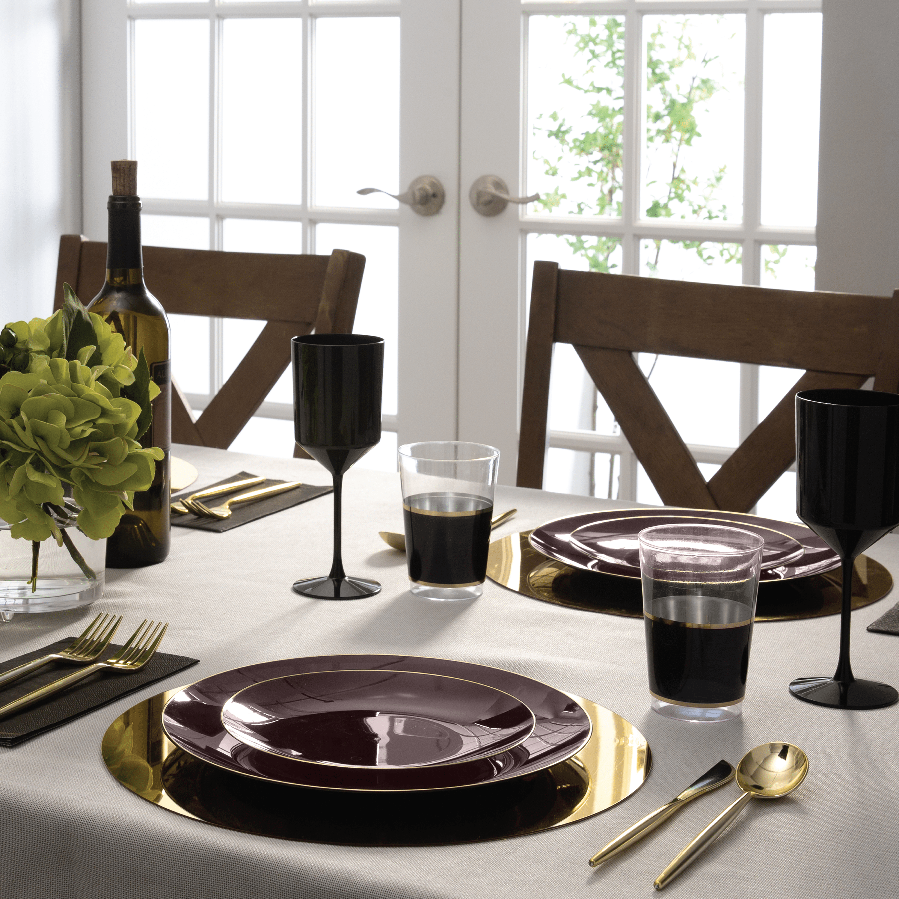 Round Brown Latte and Gold Plastic Plates | 10 Pack