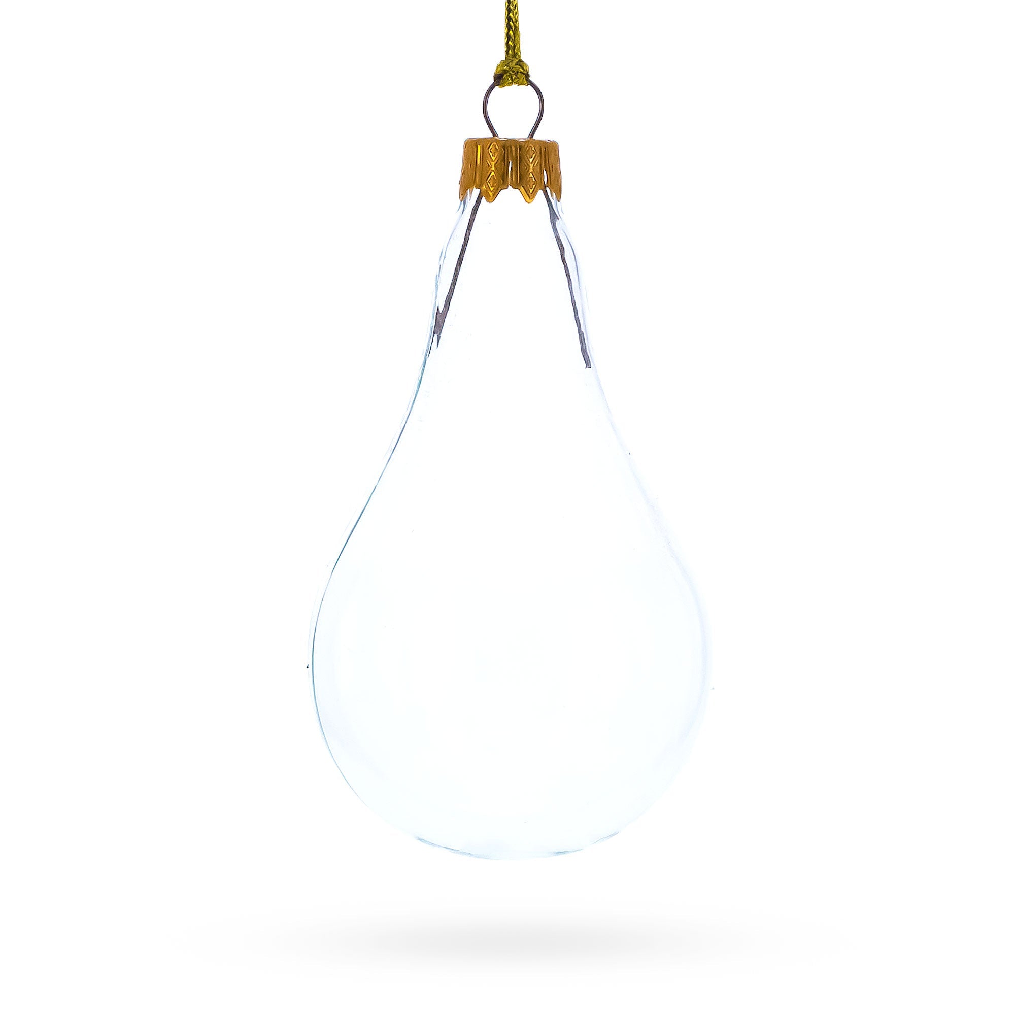 Set of 6 Clear Glass Waterdrop Finial Christmas Ornaments