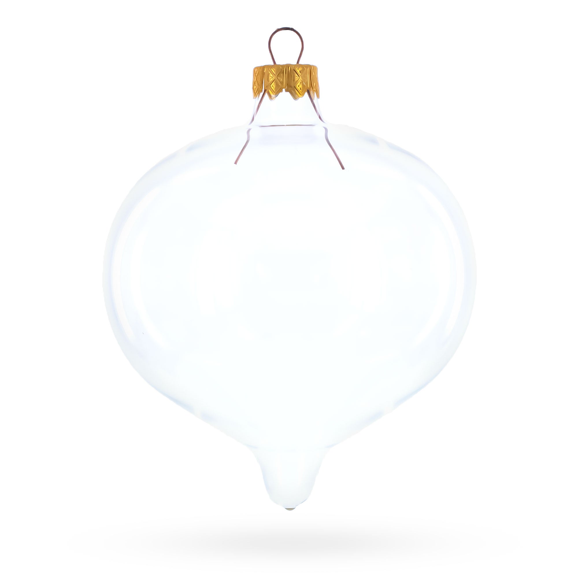Set of 4 Pointed Onion-Shape Finial Clear Glass Christmas Ornaments