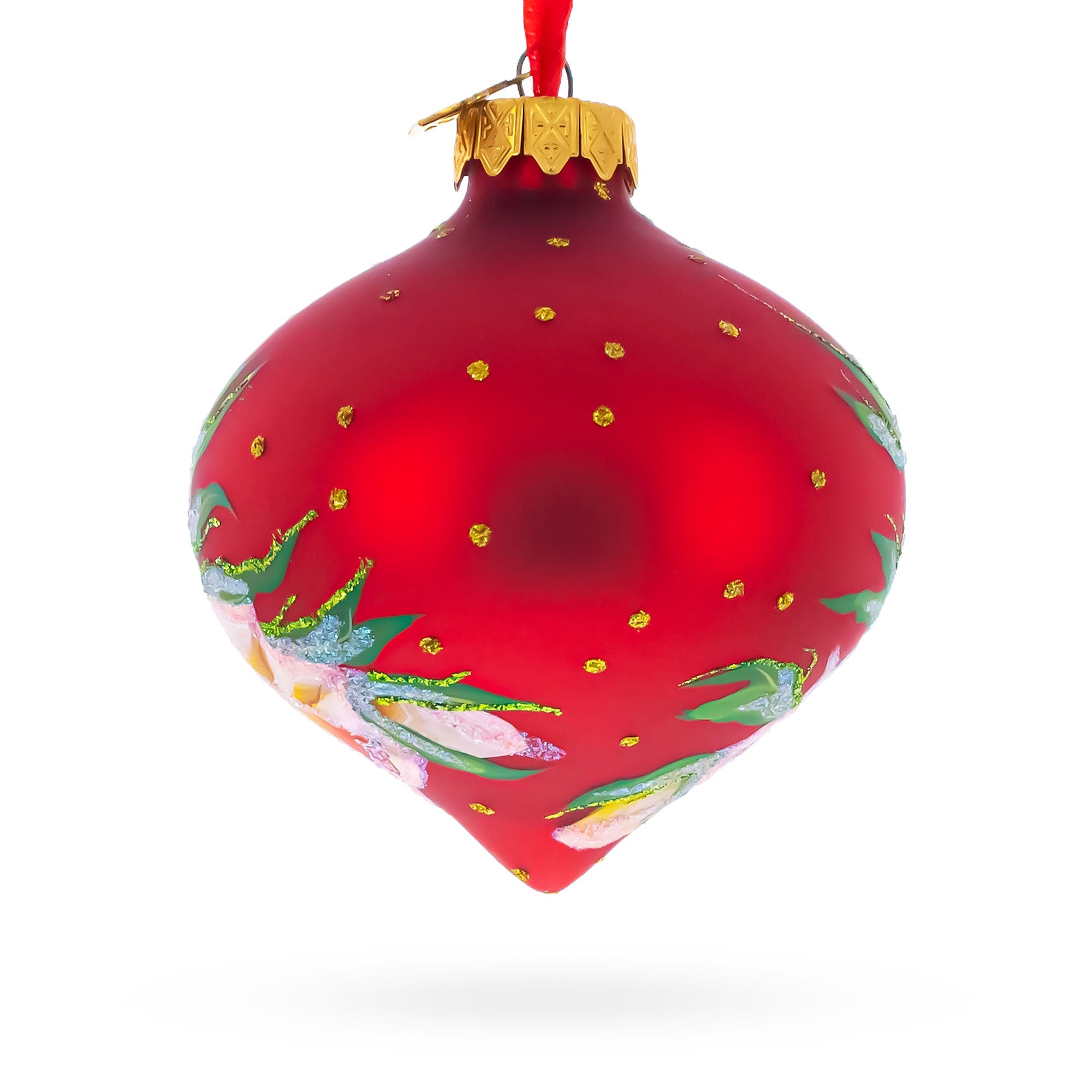 Narcissus Flowers Onion-Shape Finial Glass Christmas Ornament