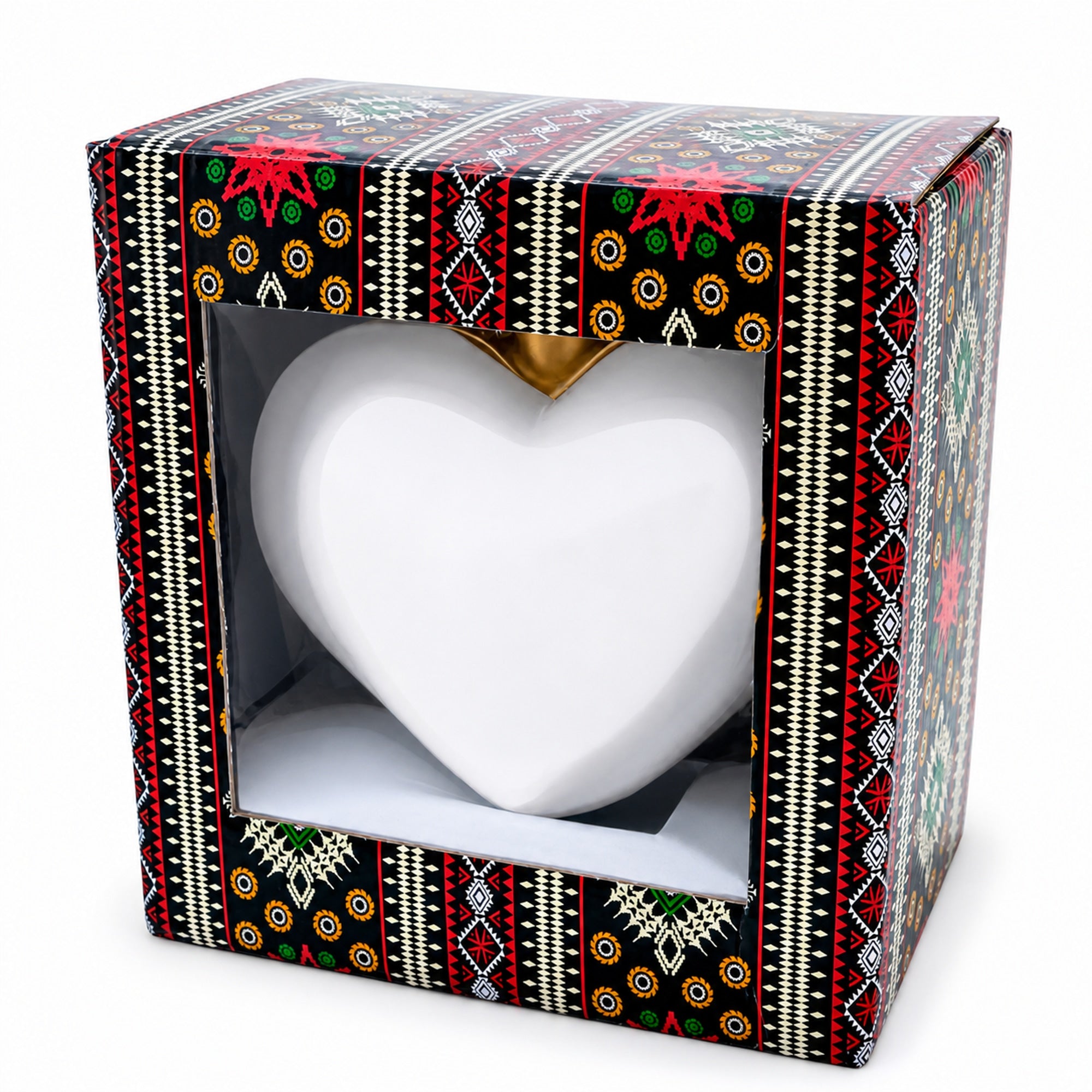 Pearl & Ruby Jeweled Heart Glass Ornament