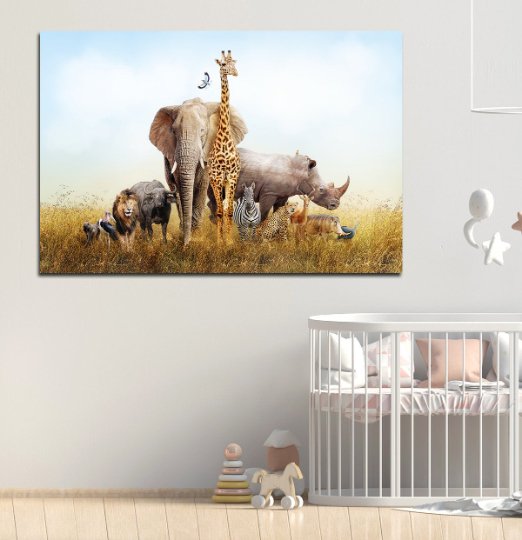 Safari Nursery Decor Canvas Wall Art