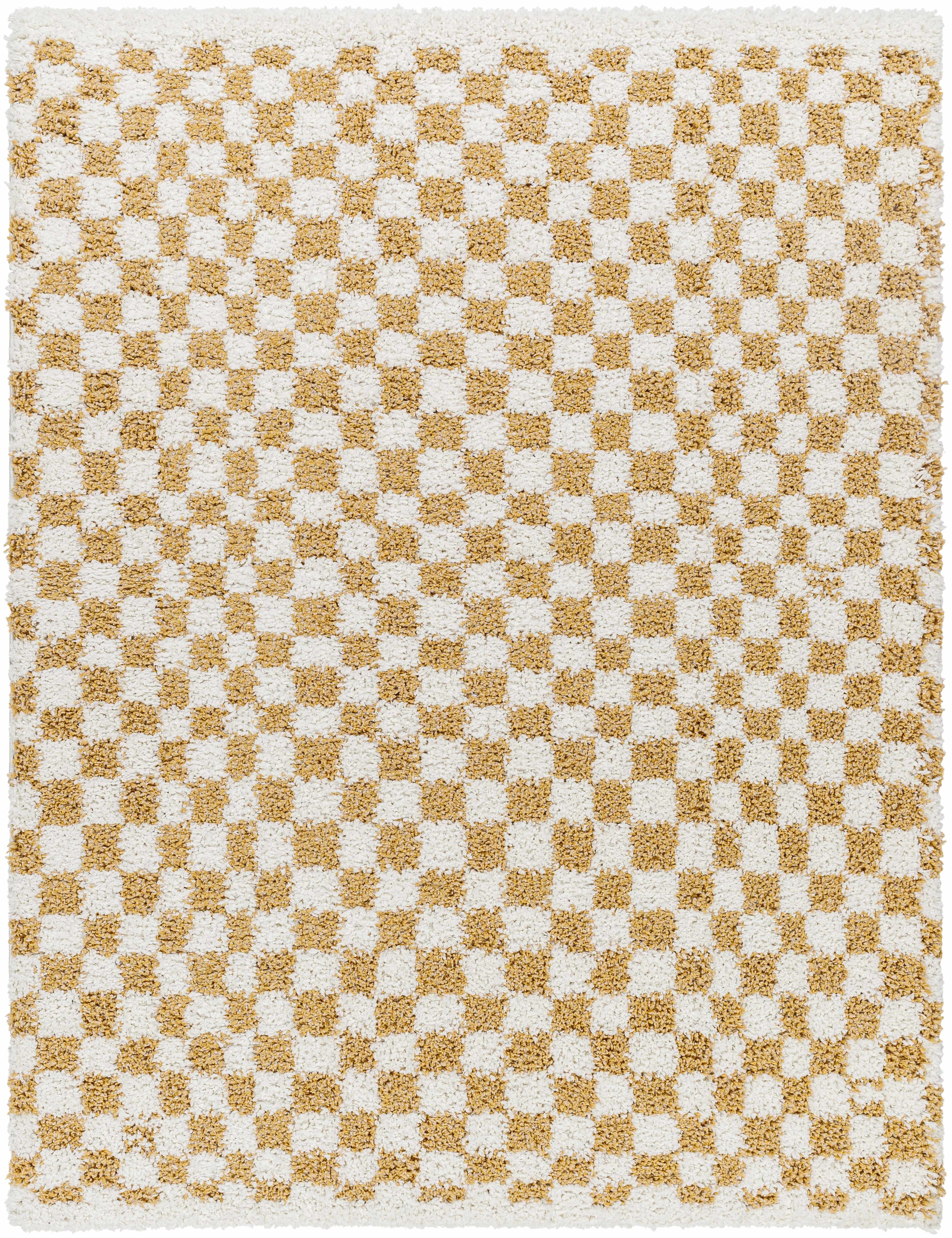 Kieu Mustard & Ivory Checkered Area Rug