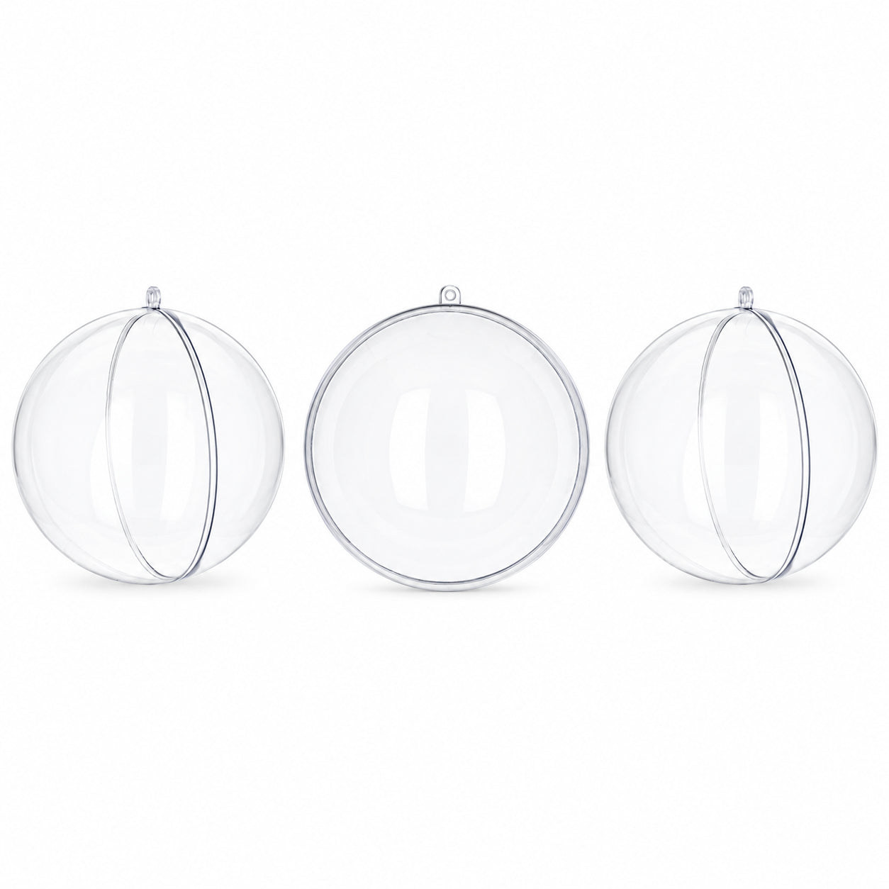 Set of 3 Clear Plastic Ball Ornaments 4.7 Inches