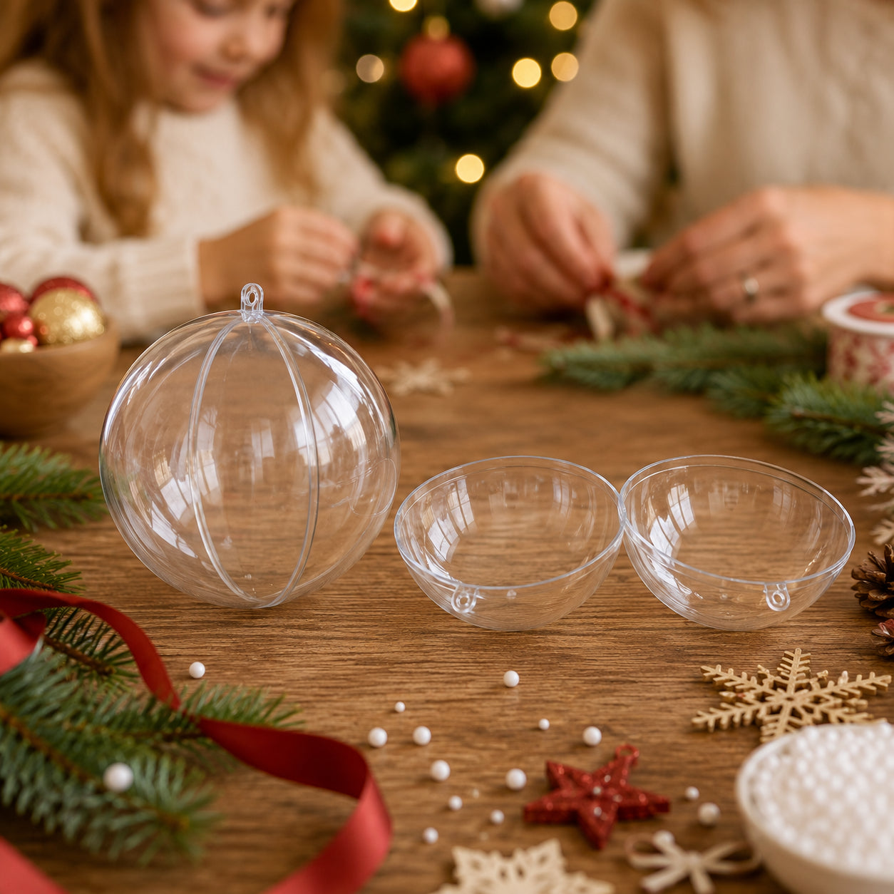 Set of 3 Clear Plastic Ball Ornaments 2.7 Inches (69 mm)