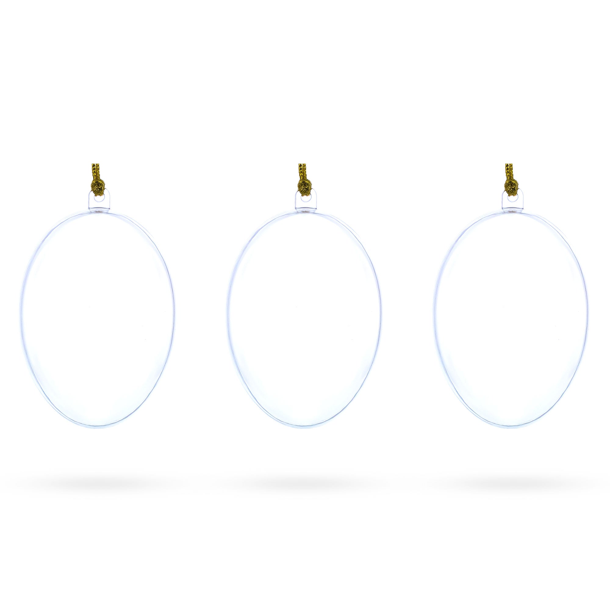 Set of 3 Clear Plastic Egg Ornaments 3.4 Inches (86 mm)