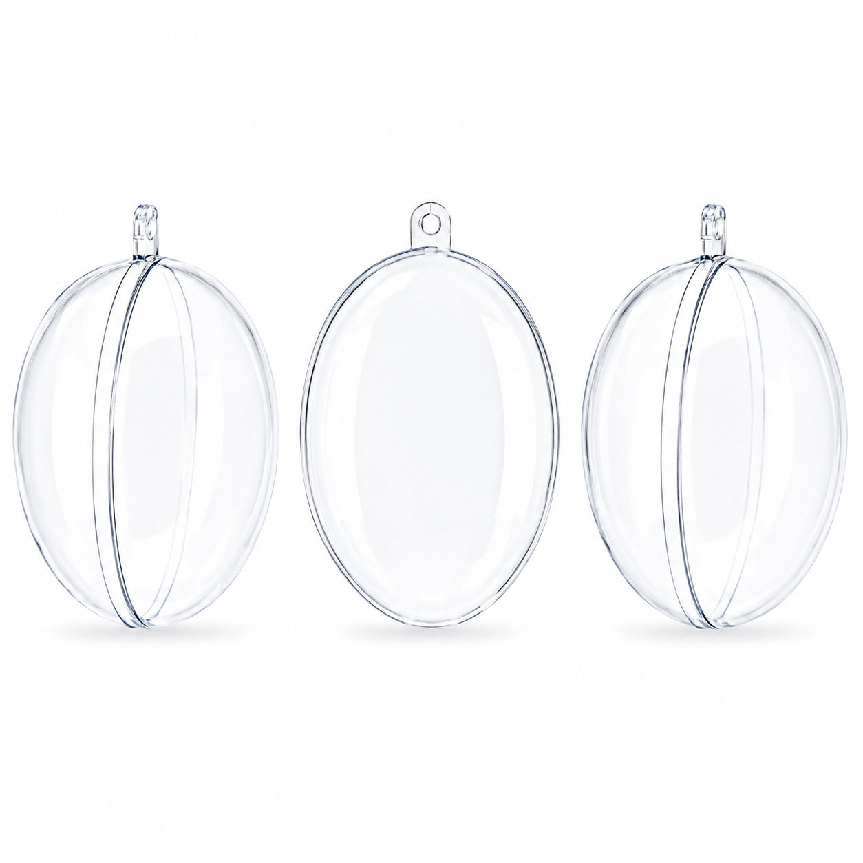 Set of 3 Clear Plastic Egg Ornaments 4.35 Inches (100 mm)