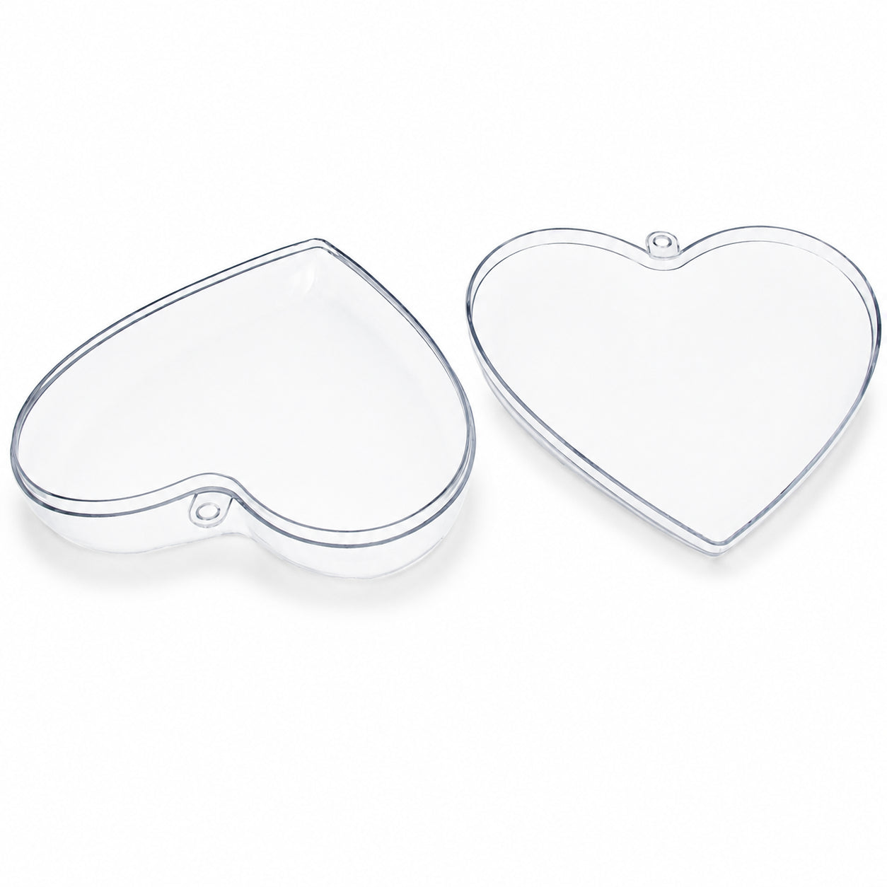 Set of 3 Clear Plastic Heart Ornament 4.6 Inches (117 mm)