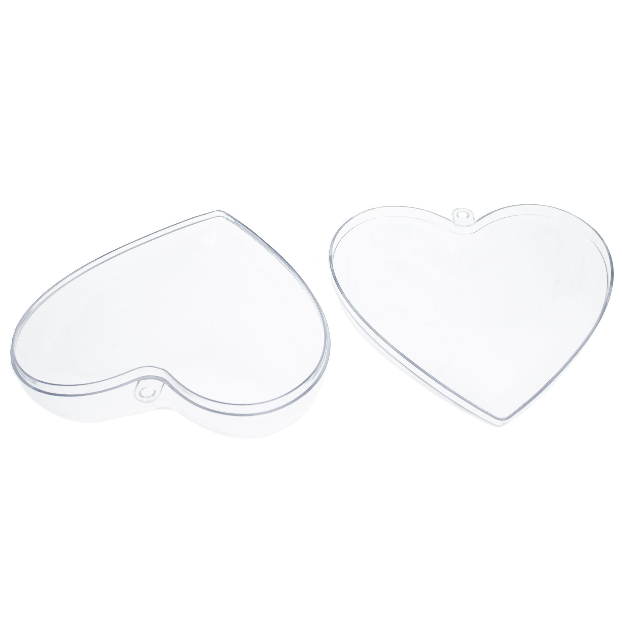 Set of 3 Clear Plastic Heart Ornaments 3.85 Inches (98 mm)