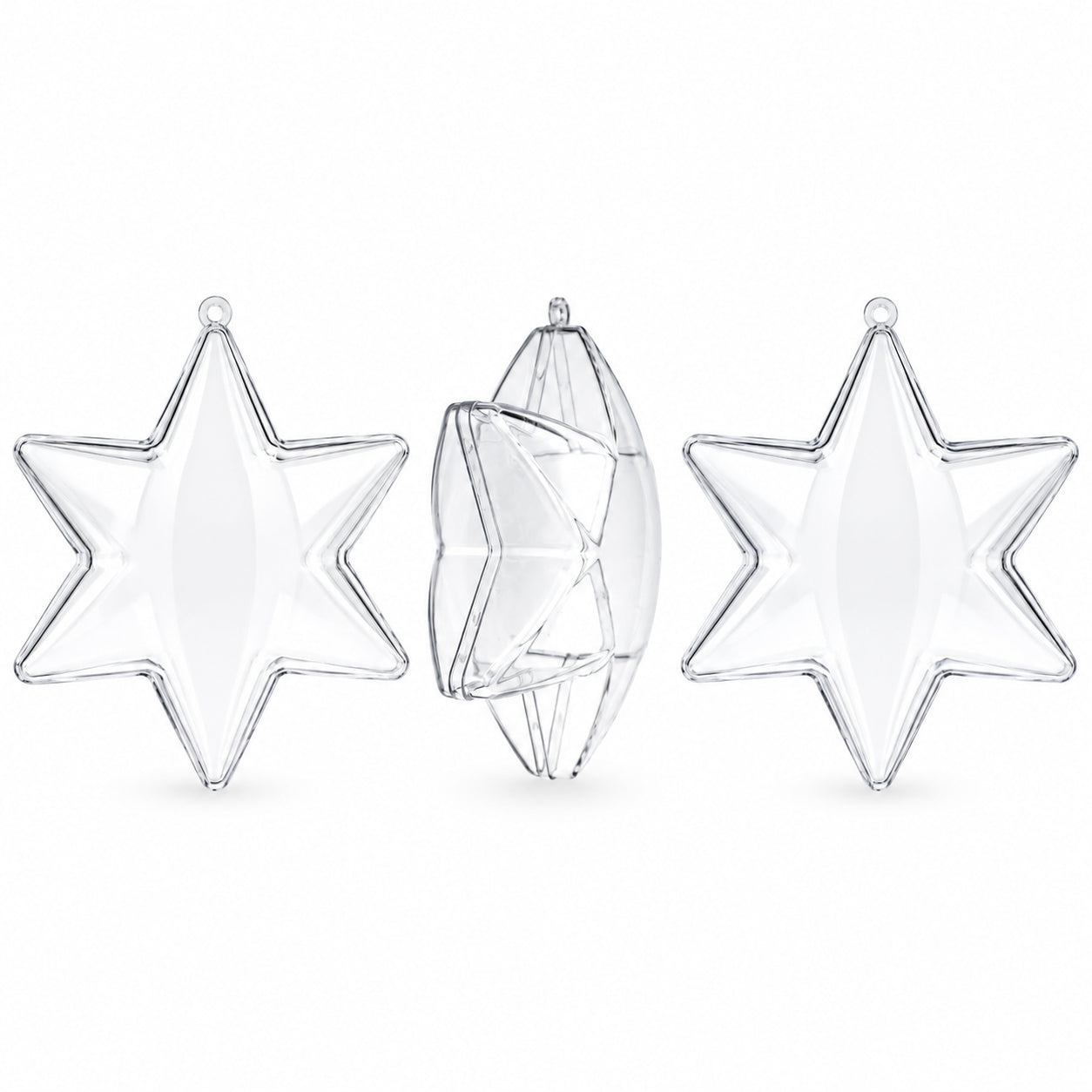 Set of 3 Clear Plastic Hexagon Ornaments 4 Inches