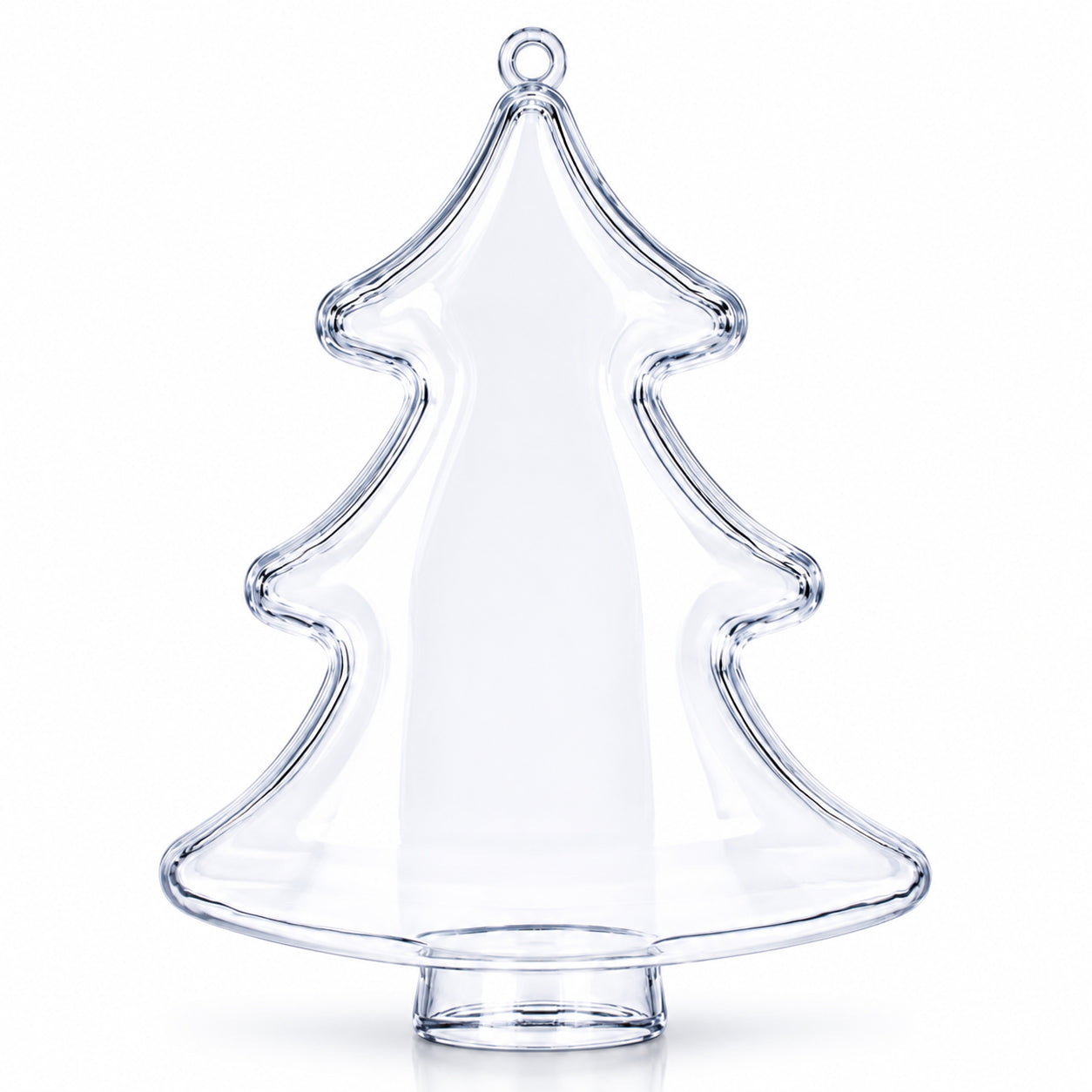 Set of 3 Clear Plastic Christmas Tree Shape Ornaments 4.35 Inches