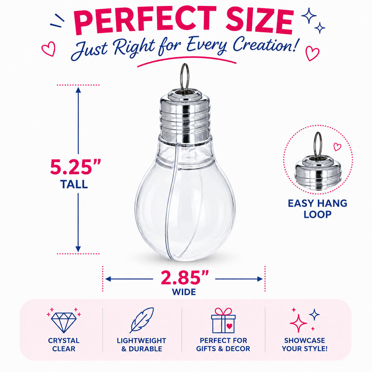 Clear Plastic Bulb Ornaments 5.25 Inches