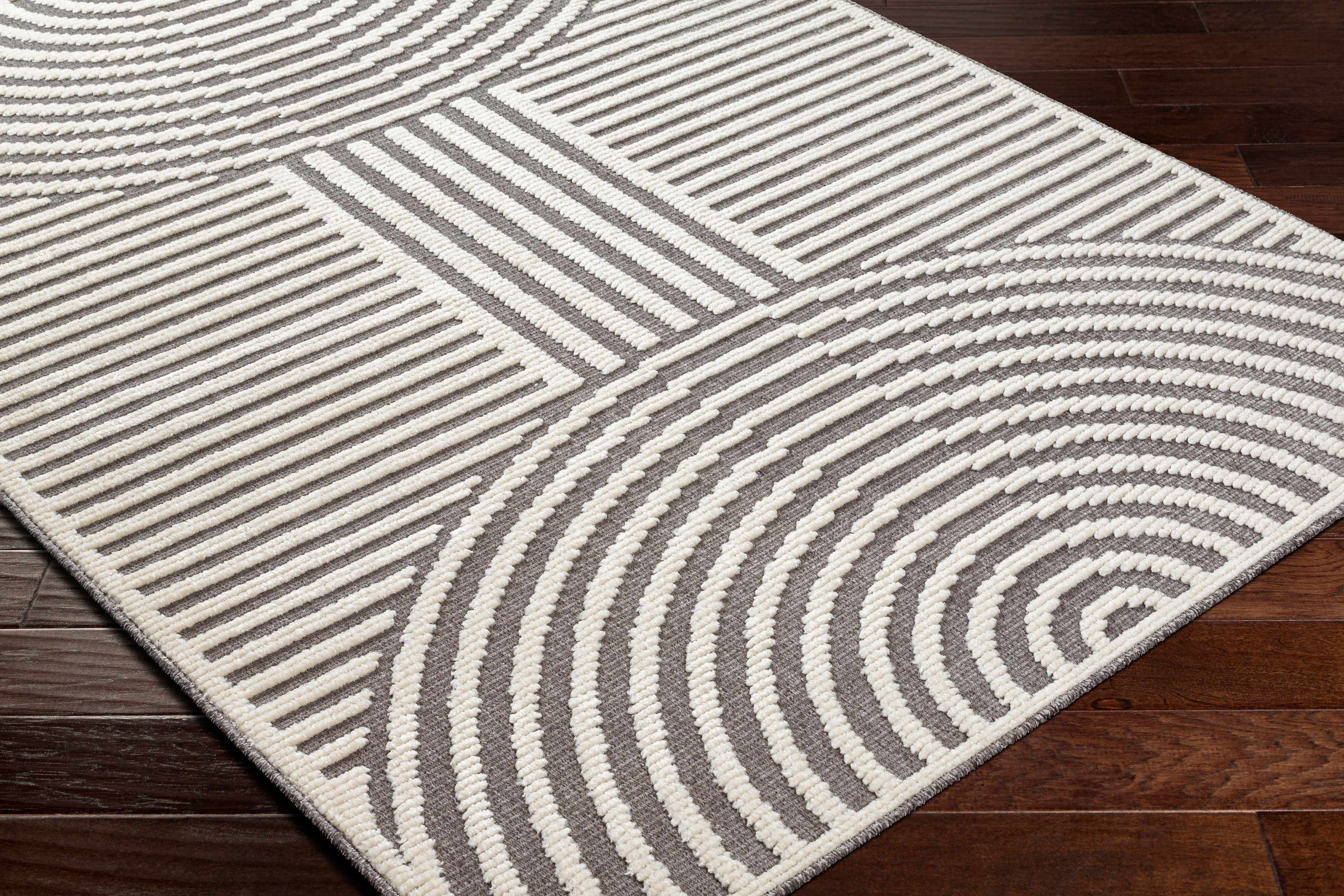 Deron Gray Rainbow Washable Rug