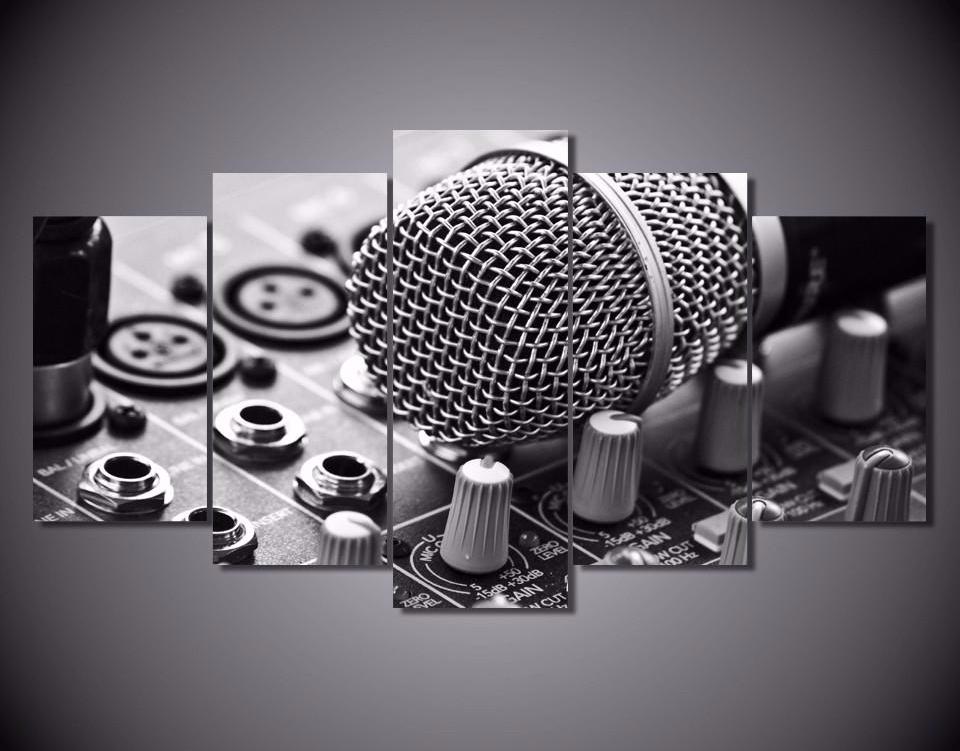 Soundboard Music Microphone 5-Piece Wall Art Canvas