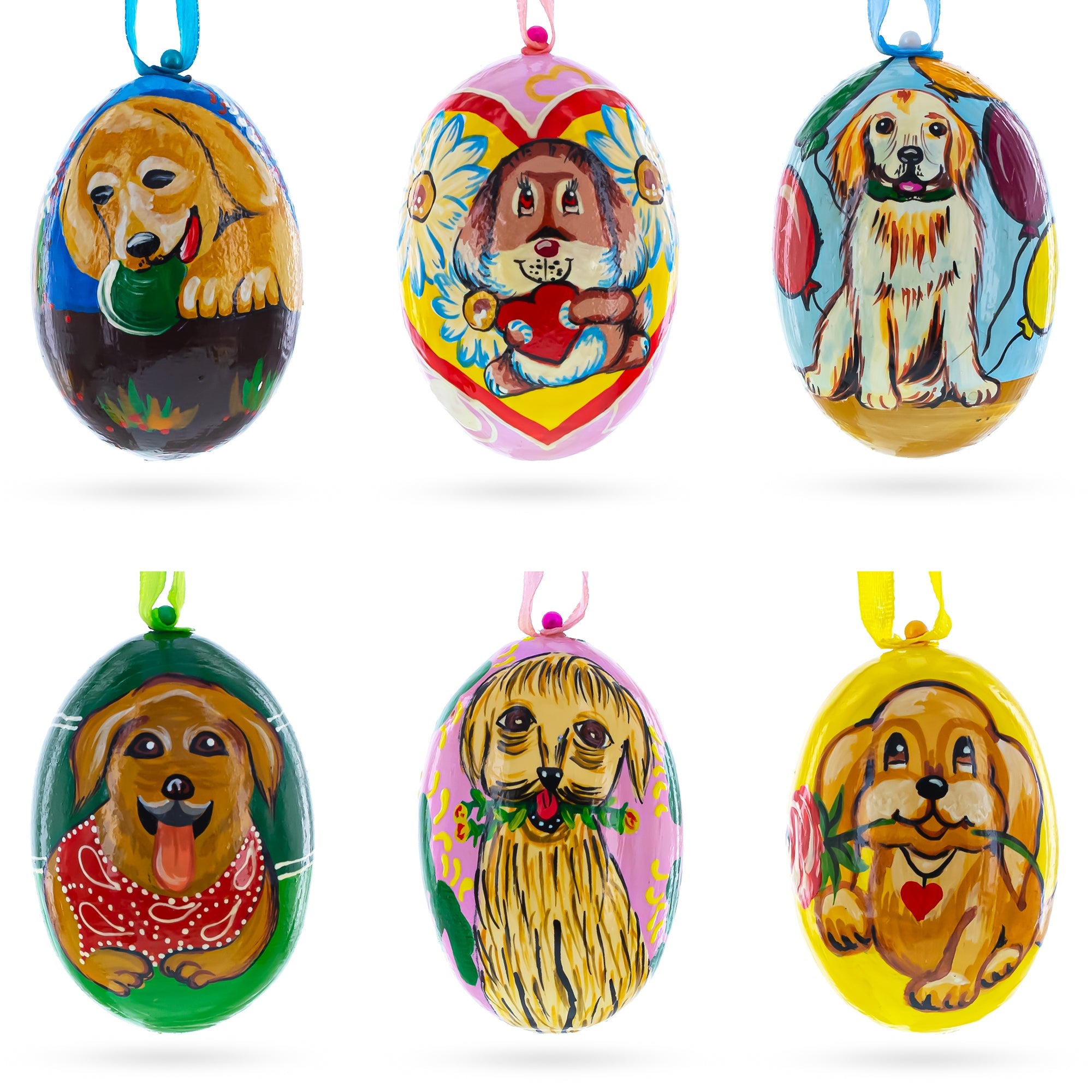 Golden Retriever and Labrador Wooden Christmas Ornaments 3 Inches