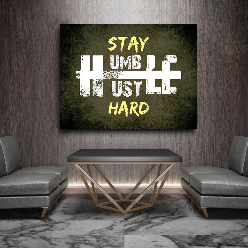 Stay Humble Hustle Hard Framed Canvas Wall Art Motivational Wall Art For Home Or Office