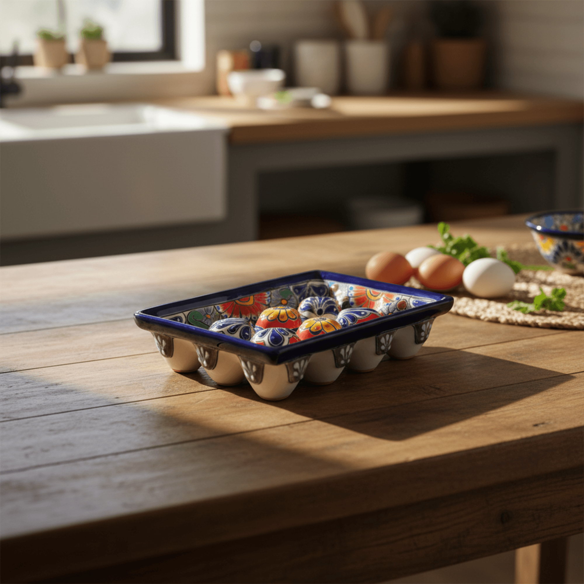 Talavera Egg Crate | Colorful Ceramic Egg Holder