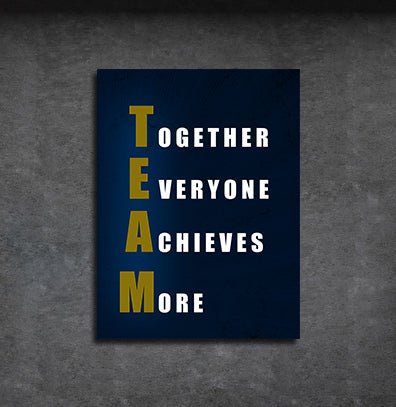 TEAM Together Everyone Achieves More Motivational Canvas Wall Art, Office Decor