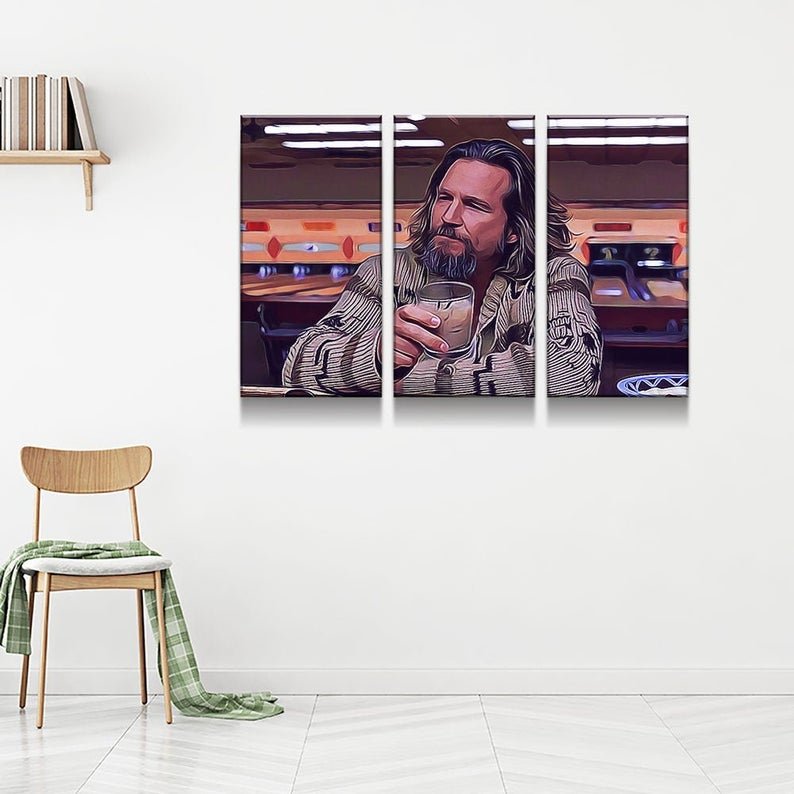 The Dude Canvas Wall Art, The Big Lebowski, The Dude Canvas Print 3 Piece Wall Art Set