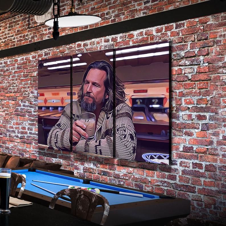The Dude Canvas Wall Art, The Big Lebowski, The Dude Canvas Print 3 Piece Wall Art Set