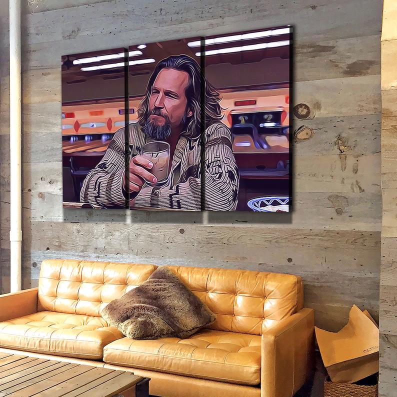 The Dude Canvas Wall Art, The Big Lebowski, The Dude Canvas Print 3 Piece Wall Art Set