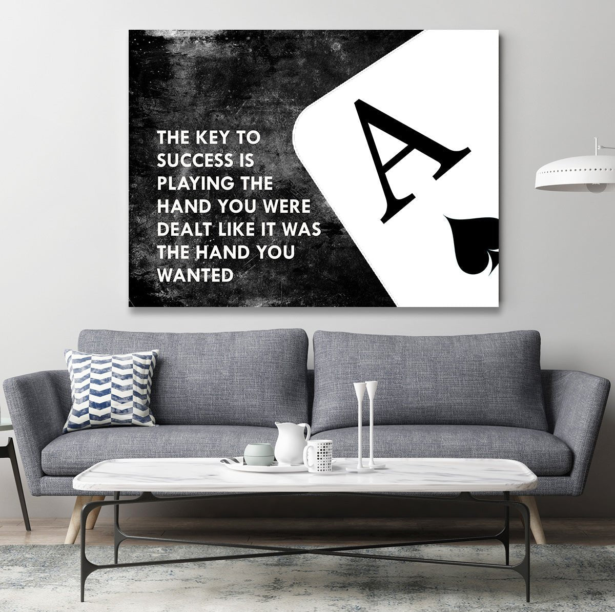 The Key To Success Is Playing The Hand You Were Dealt Canvas Wall Art, Ace Of Spades Motivational Decor