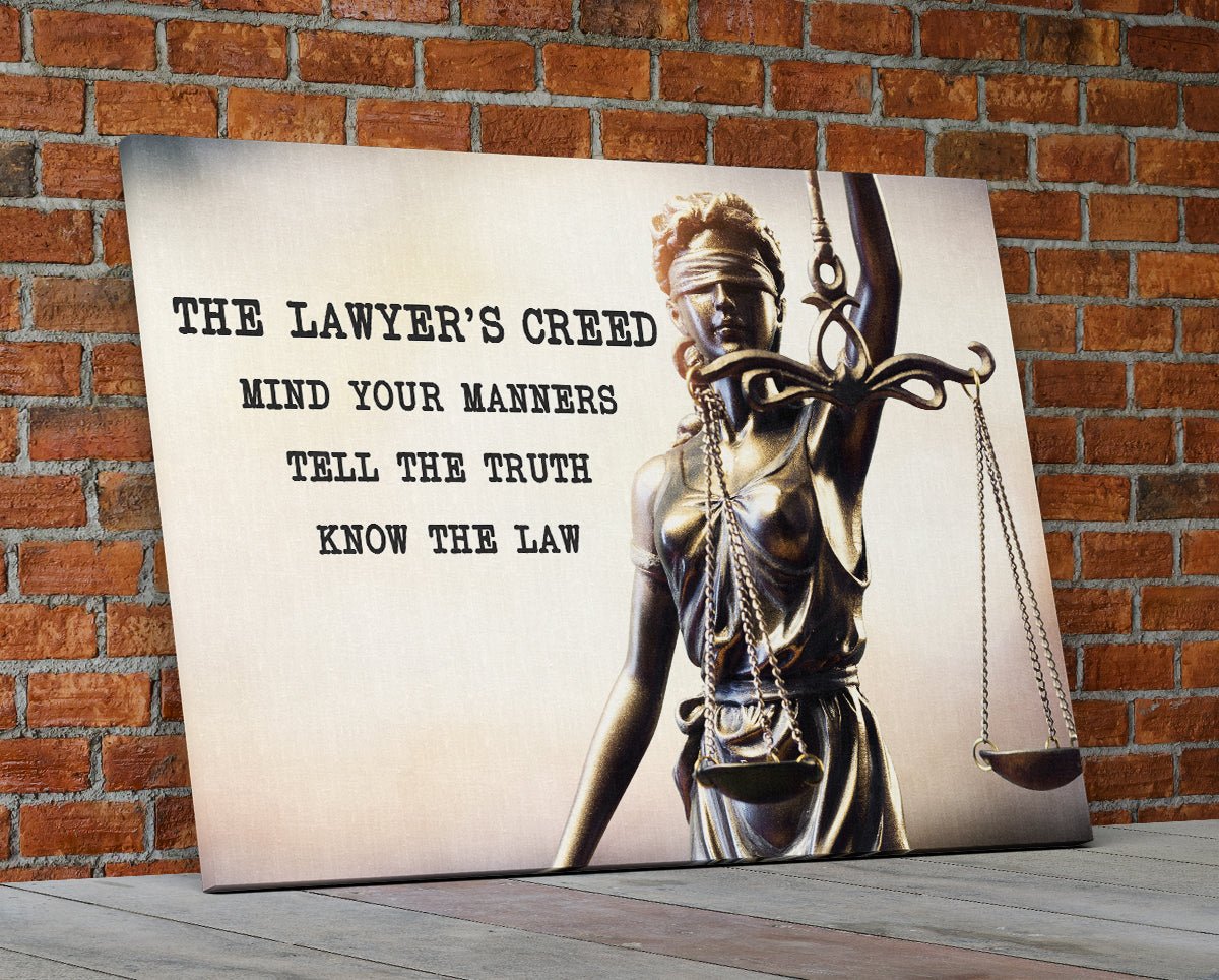 The Lawyer's Creed Mind Your Manners Tell The Truth Know The Law Canvas Wall Art