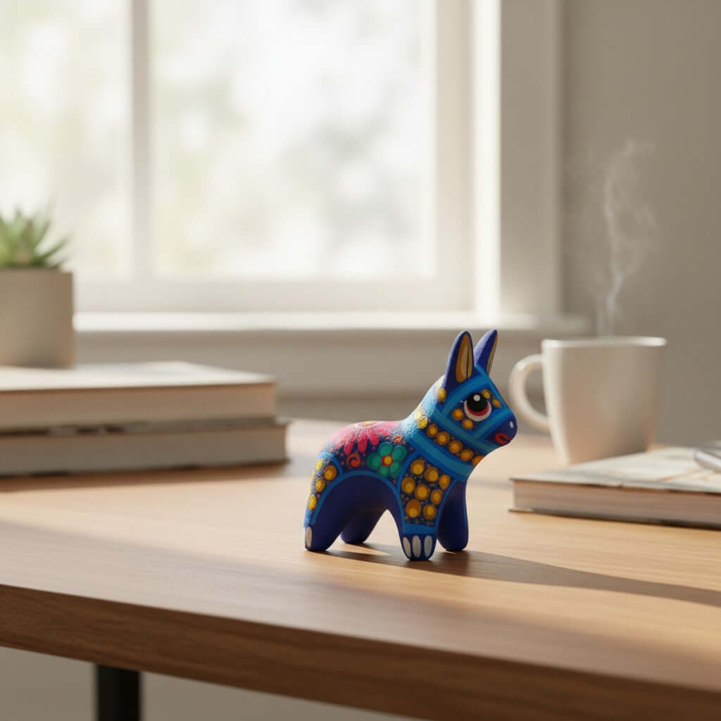 Alebrije Donkey Figurine | Hand-Painted Mexican Folk Art
