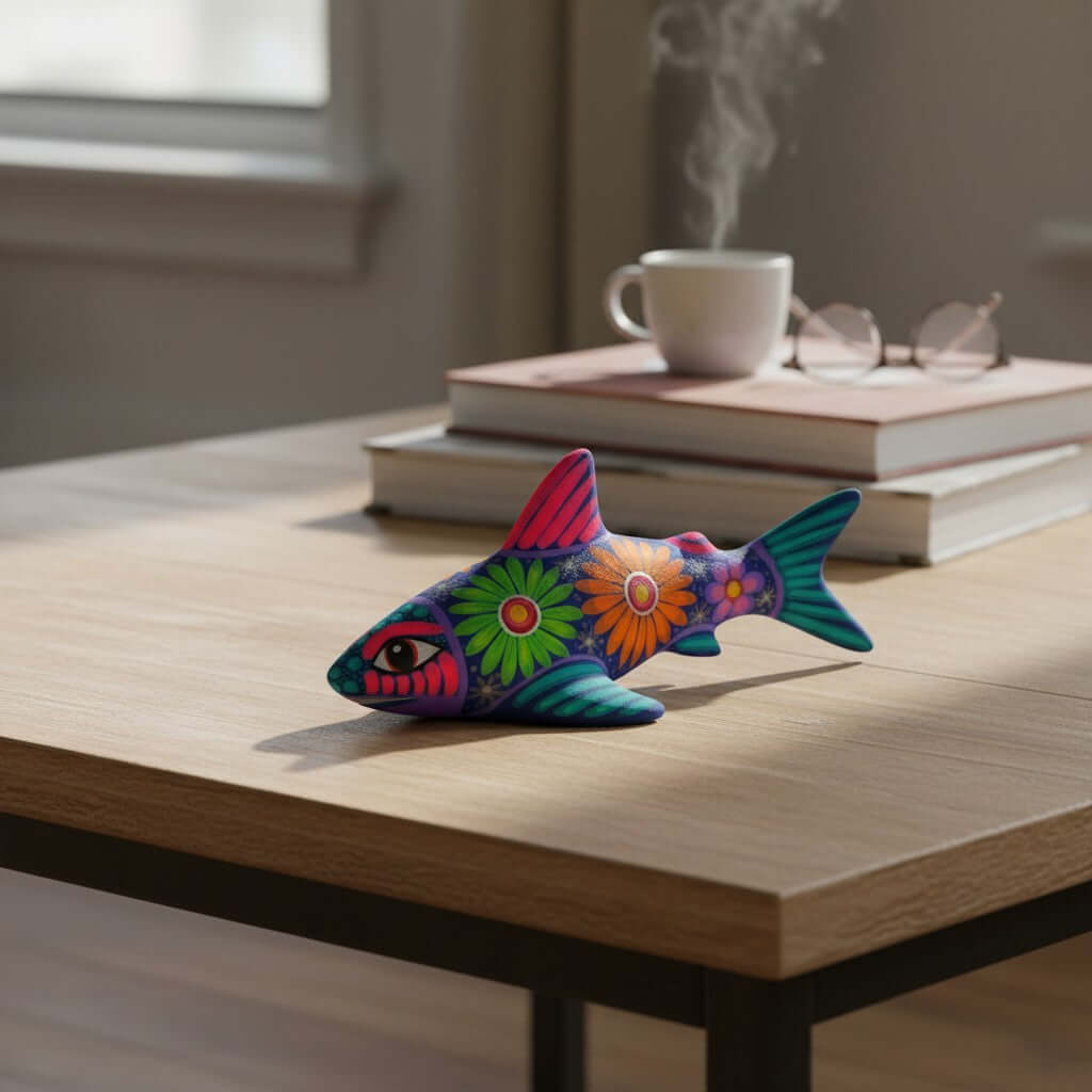 Alebrije Shark Figurine | Vibrant Ocean Decor