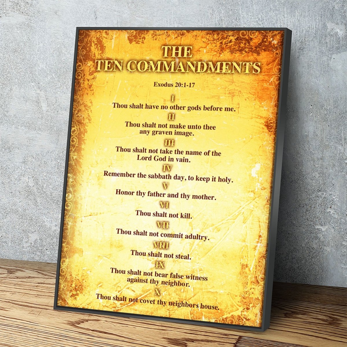 The Ten Commandments Canvas Wall Art, Religious Decor, 10 Commandments Print