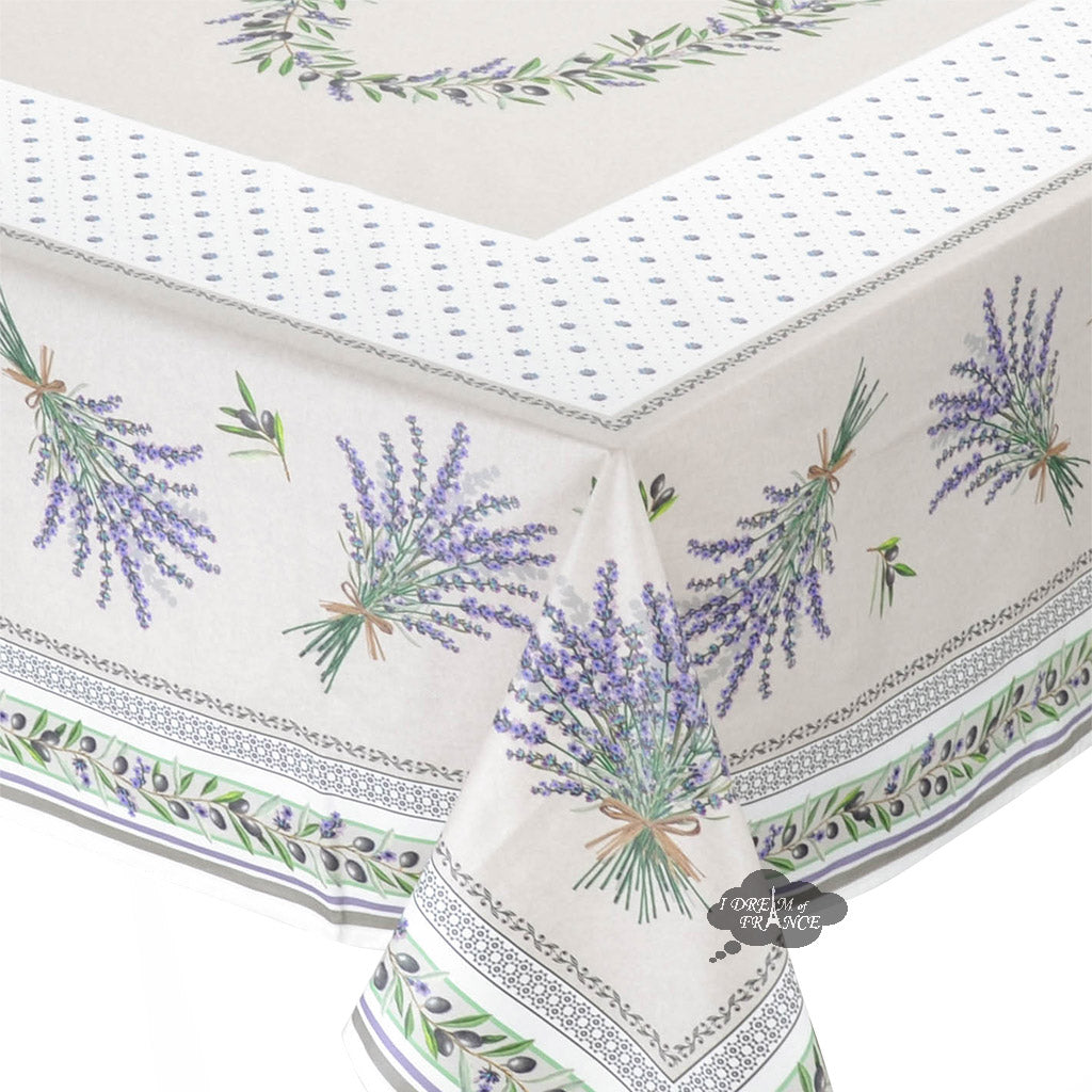 60x78" Rectangular Lauris Acrylic-Coated Cotton Tablecloth by Tissus Toselli