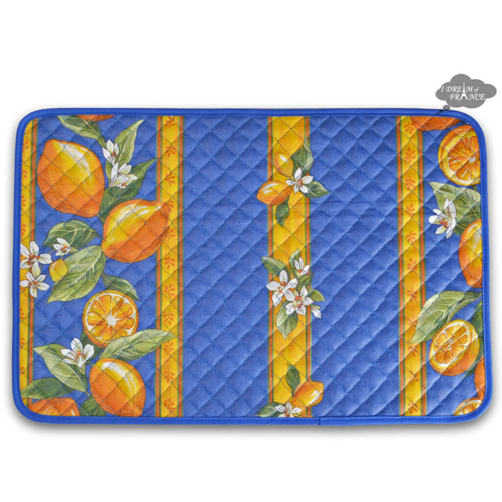 French Provencal placemat - Cotton - Lemons blue - Tissus Toselli