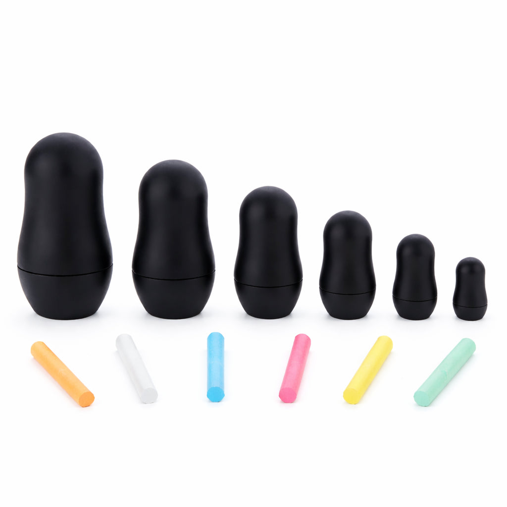 Chalkboard Nesting Doll Set with Color Chalks Gift Boxed