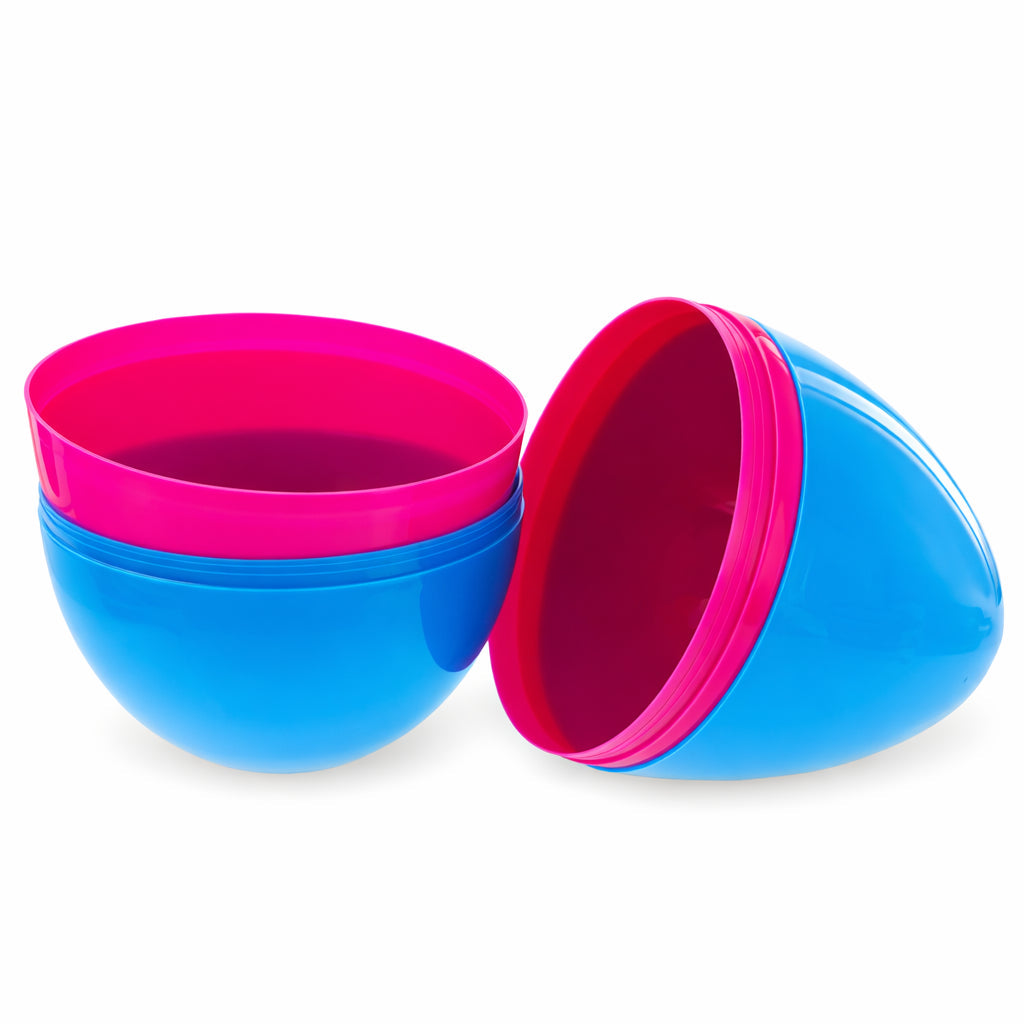 Set of 2 Pink and Blue Giant Jumbo Large Size Fillable Plastic Easter Eggs 10 Inches