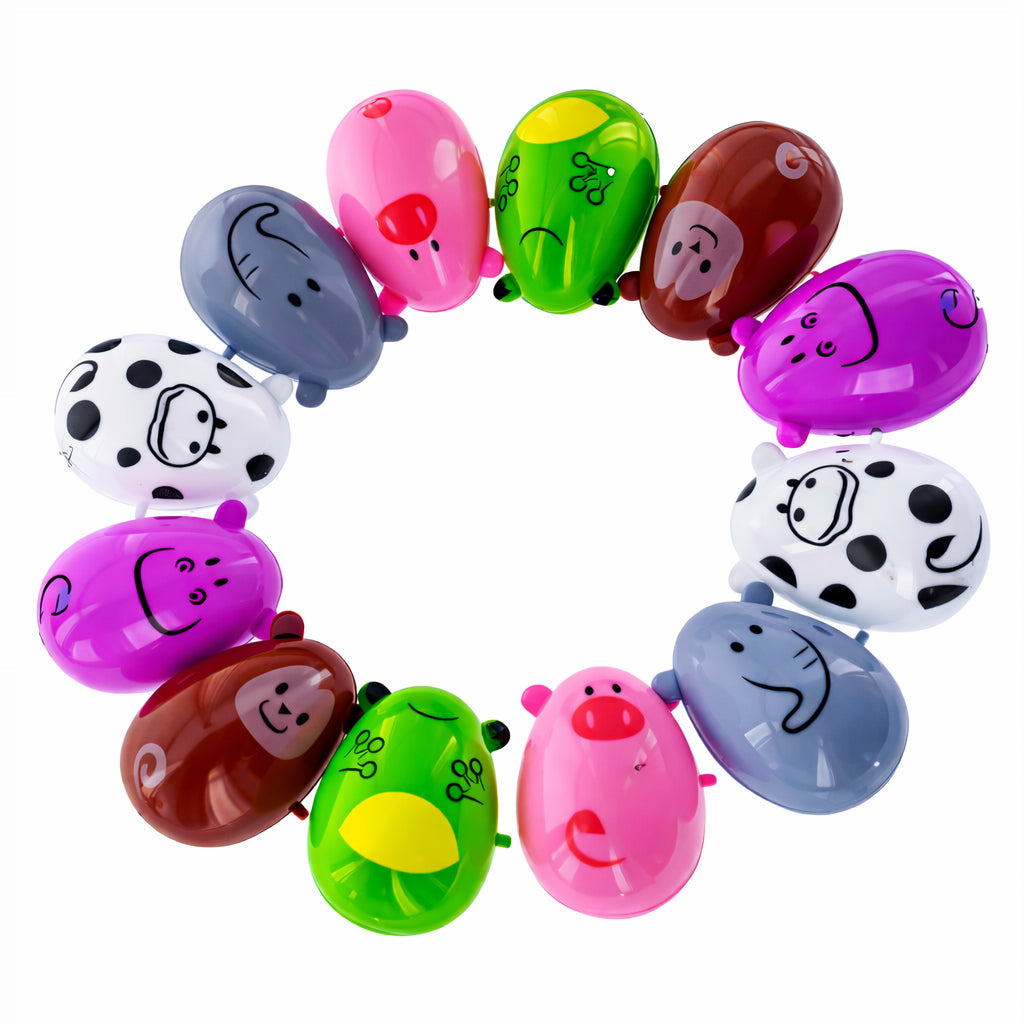Set of 12 Animal-Themed Plastic Easter Eggs 2.25 Inches