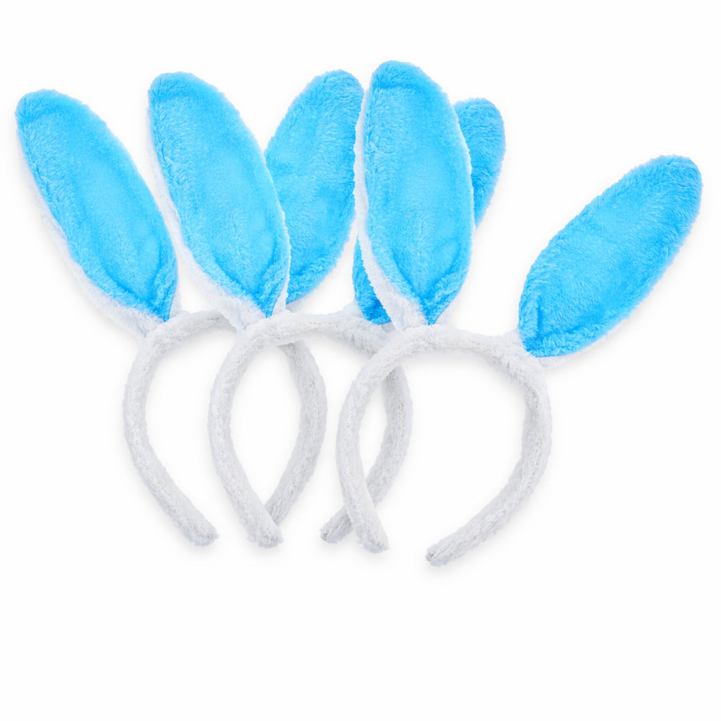 Set of 3 Blue Bunny Ear Headbands - Easter Costume Accessory 11.7 Inches