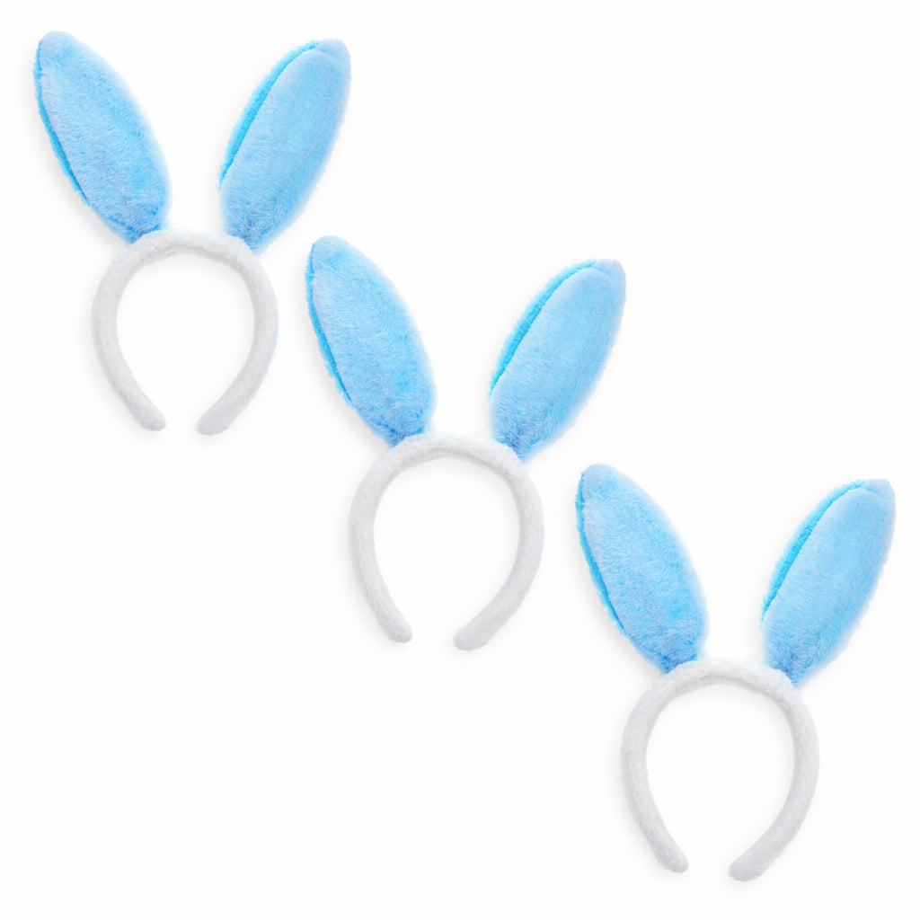 Set of 3 Blue Bunny Ear Headbands - Easter Costume Accessory 11.7 Inches