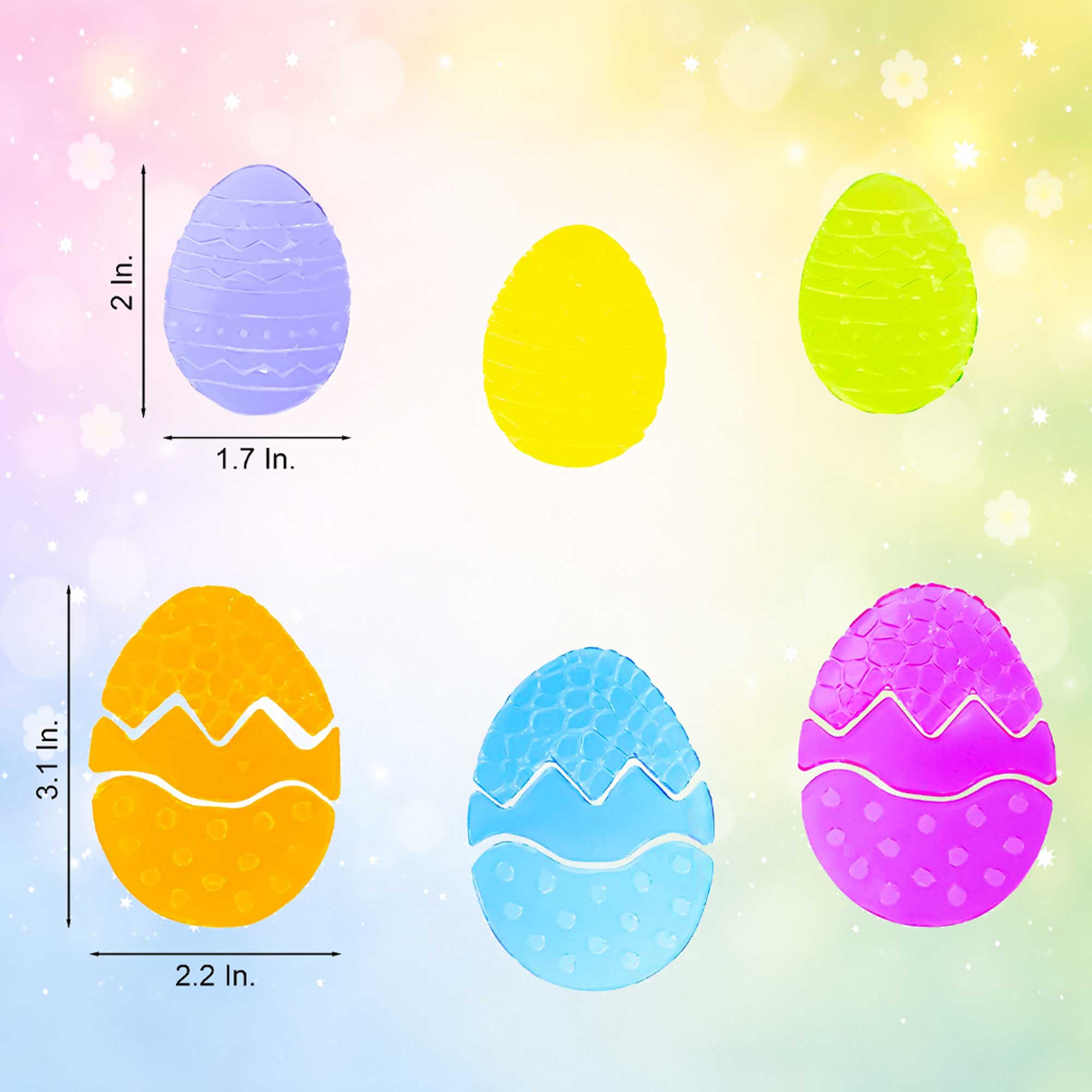 Set of 6 Easter Egg Gel Window Clings Gel Decorations