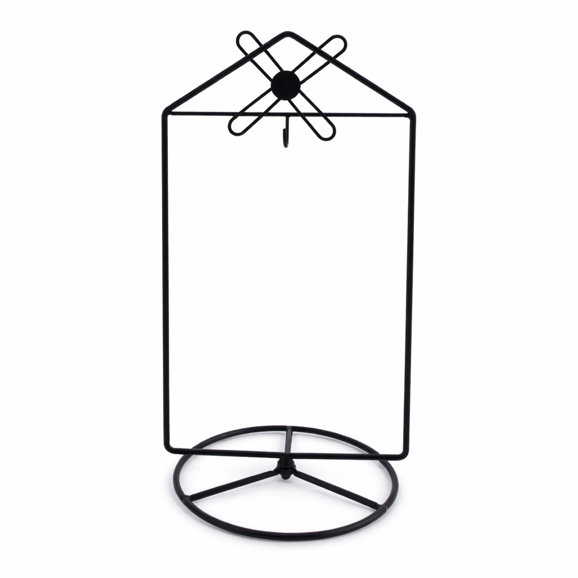 Black Windmill Roof House Hanging Photo Picture Frame and Metal Ornament Stand 10.15 Inches