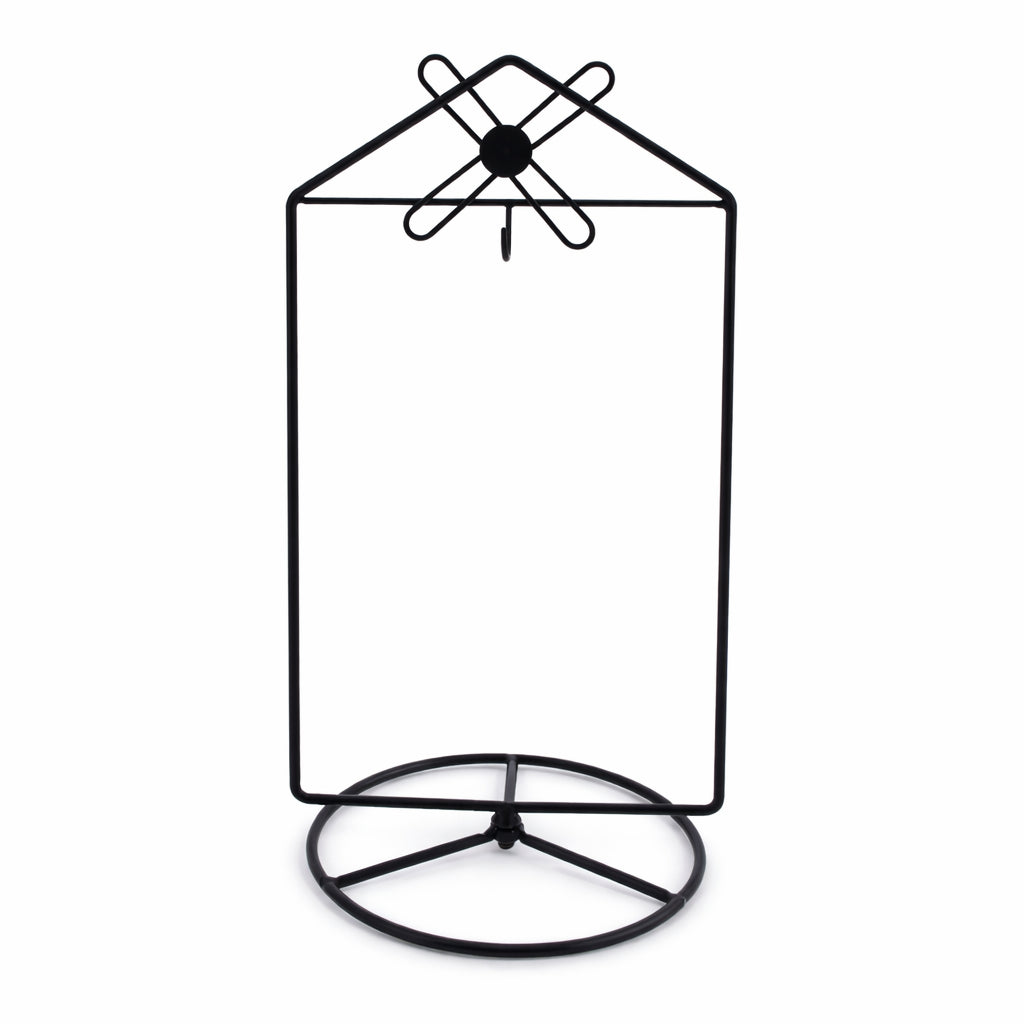 Black Windmill Roof House Hanging Photo Picture Frame and Metal Ornament Stand 10.15 Inches