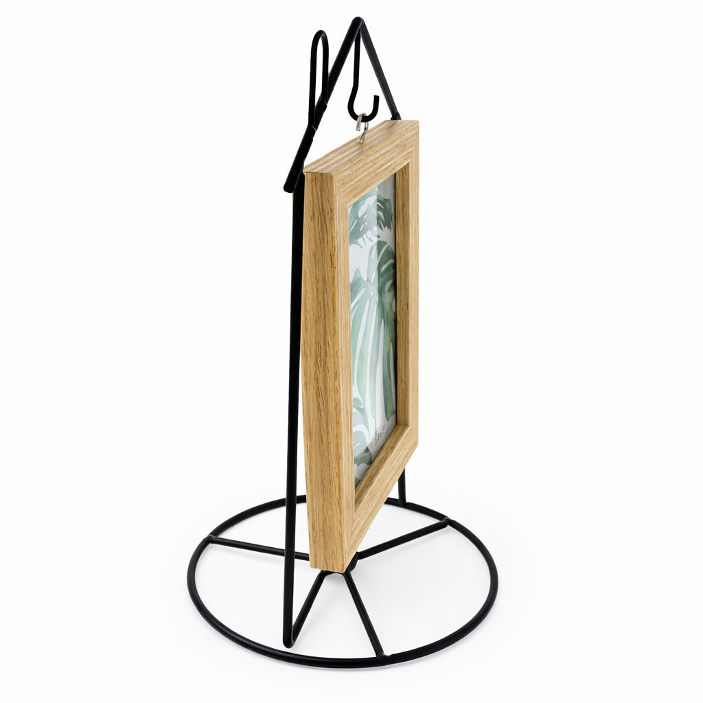 Black House-Shaped Hanging Photo Picture Frame and Metal Ornament Stand 8.7 Inches