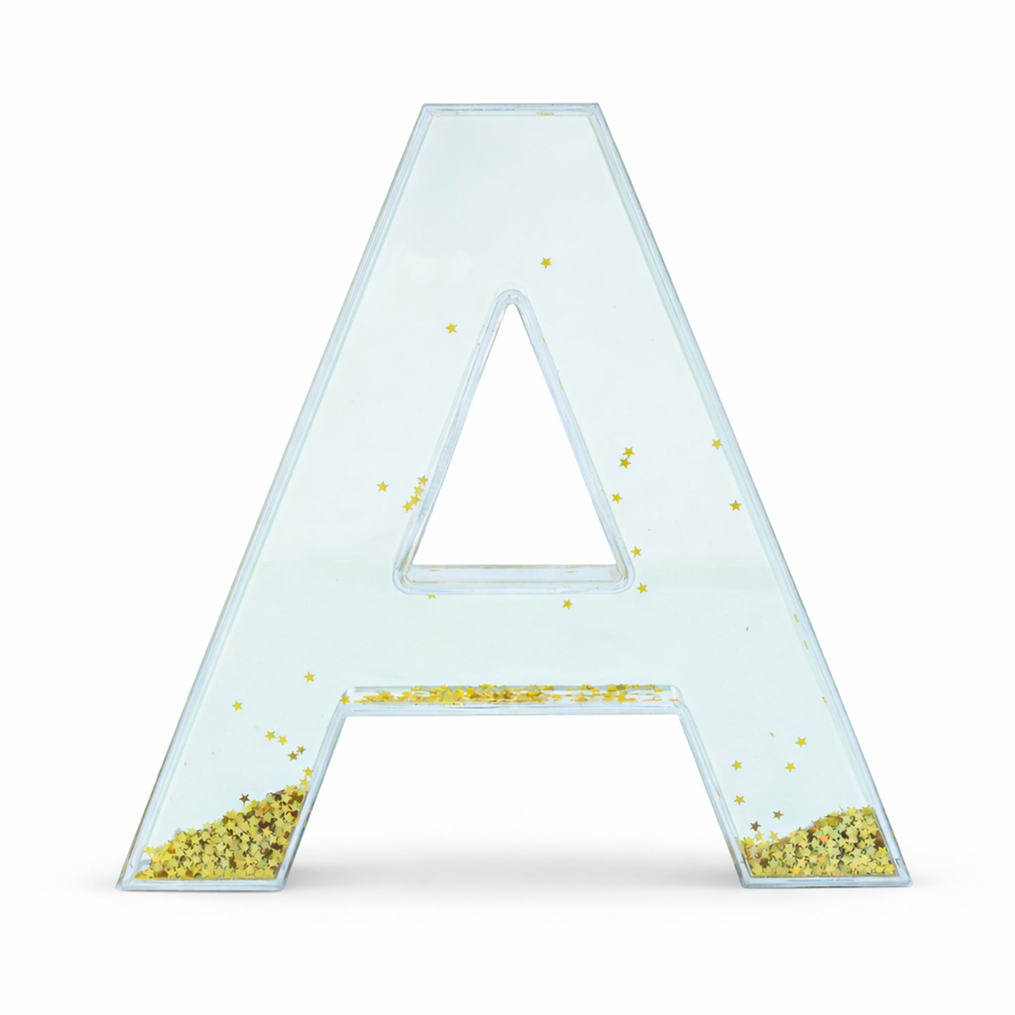 Letter A Glitter-Filled Acrylic Snow Globe