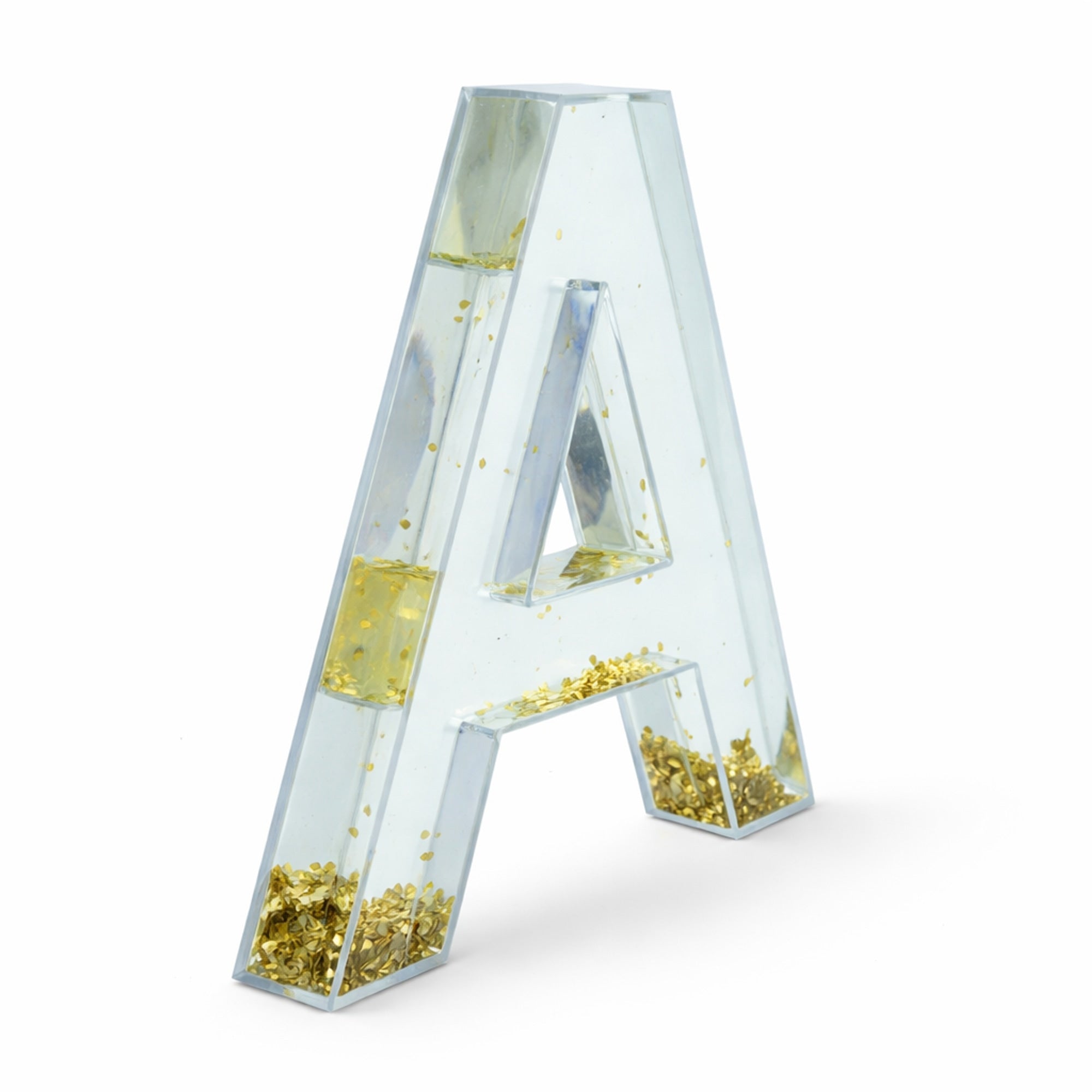 Letter A Glitter-Filled Acrylic Snow Globe