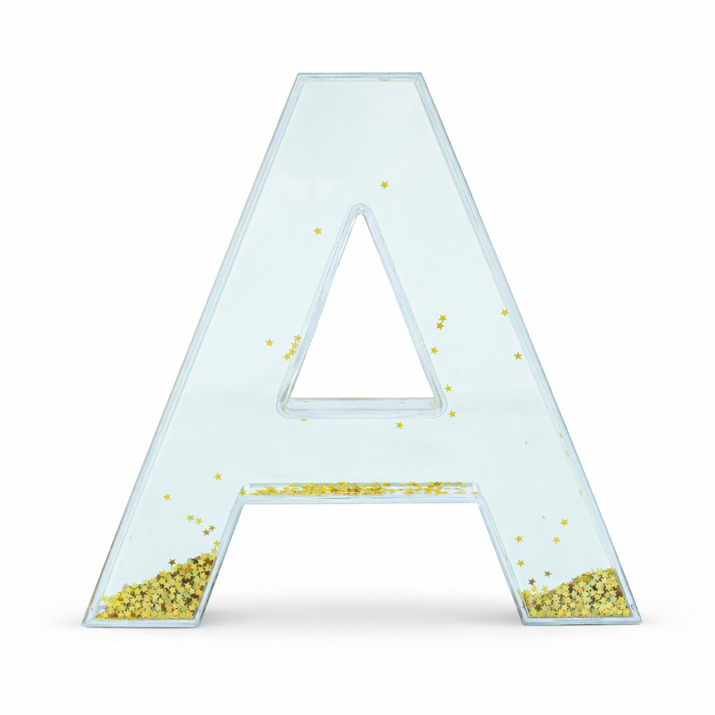 Letter A Glitter-Filled Acrylic Snow Globe