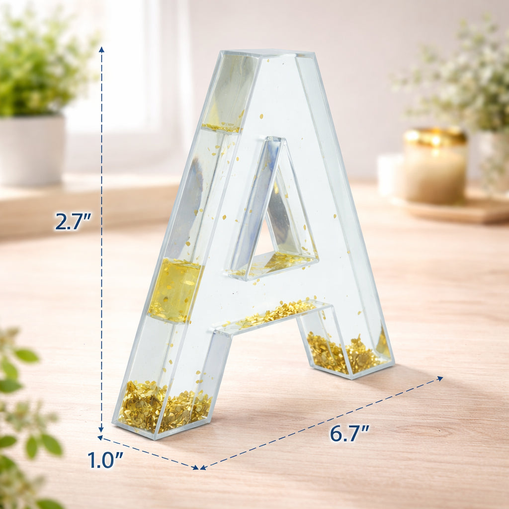 Letter A Glitter-Filled Acrylic Snow Globe